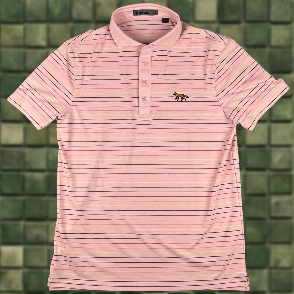 G/FORE G/FORE Polo Shirt Mens M Pink Stripe Short Sleeve Logo Golf Chair? (No) Size US M / EU 48-50 / 2 - 1 Thumbnail