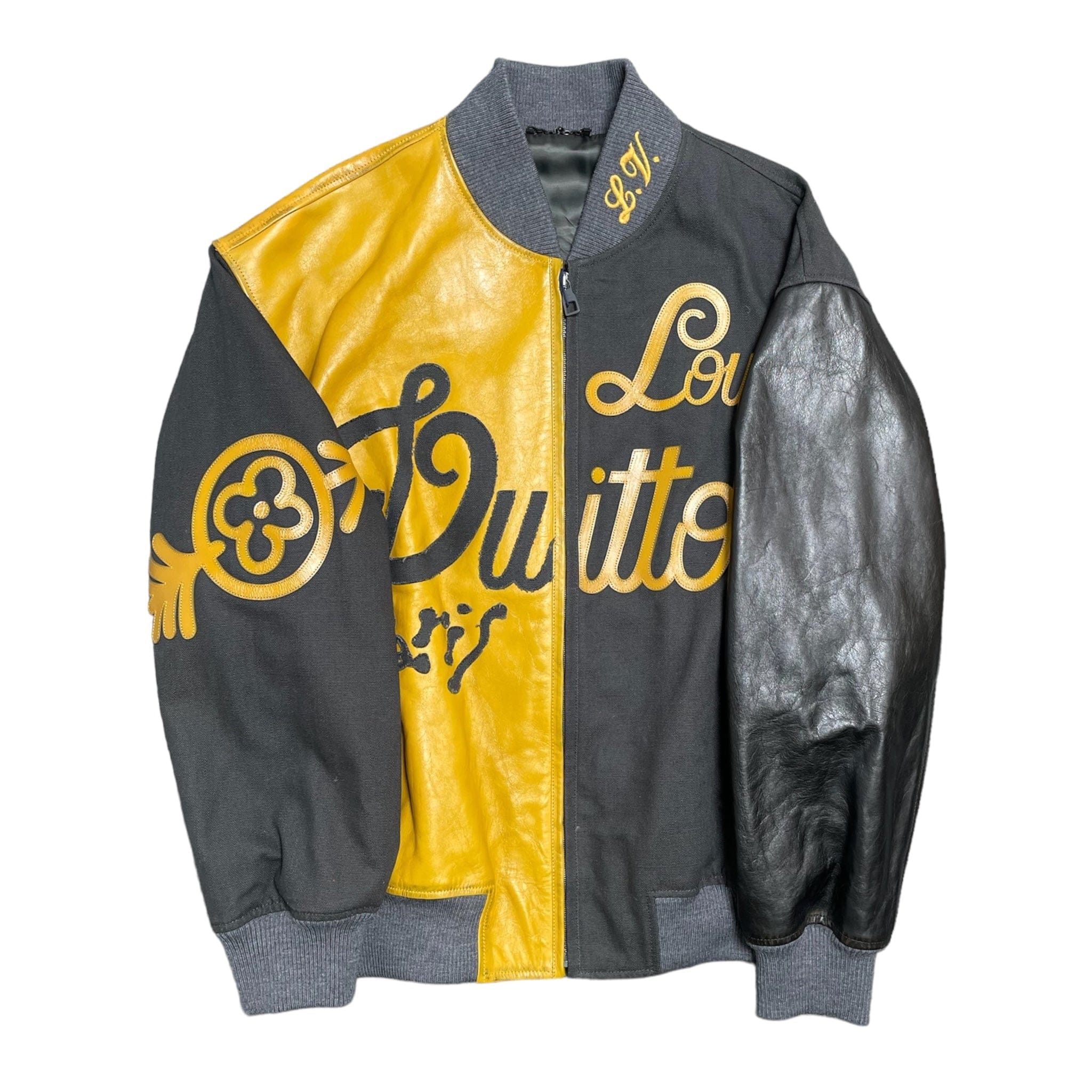 Louis Vuitton Mix Canvas Leather Bomber Jacket Gold Black Size US L / EU 52-54 / 3 - 1 Thumbnail