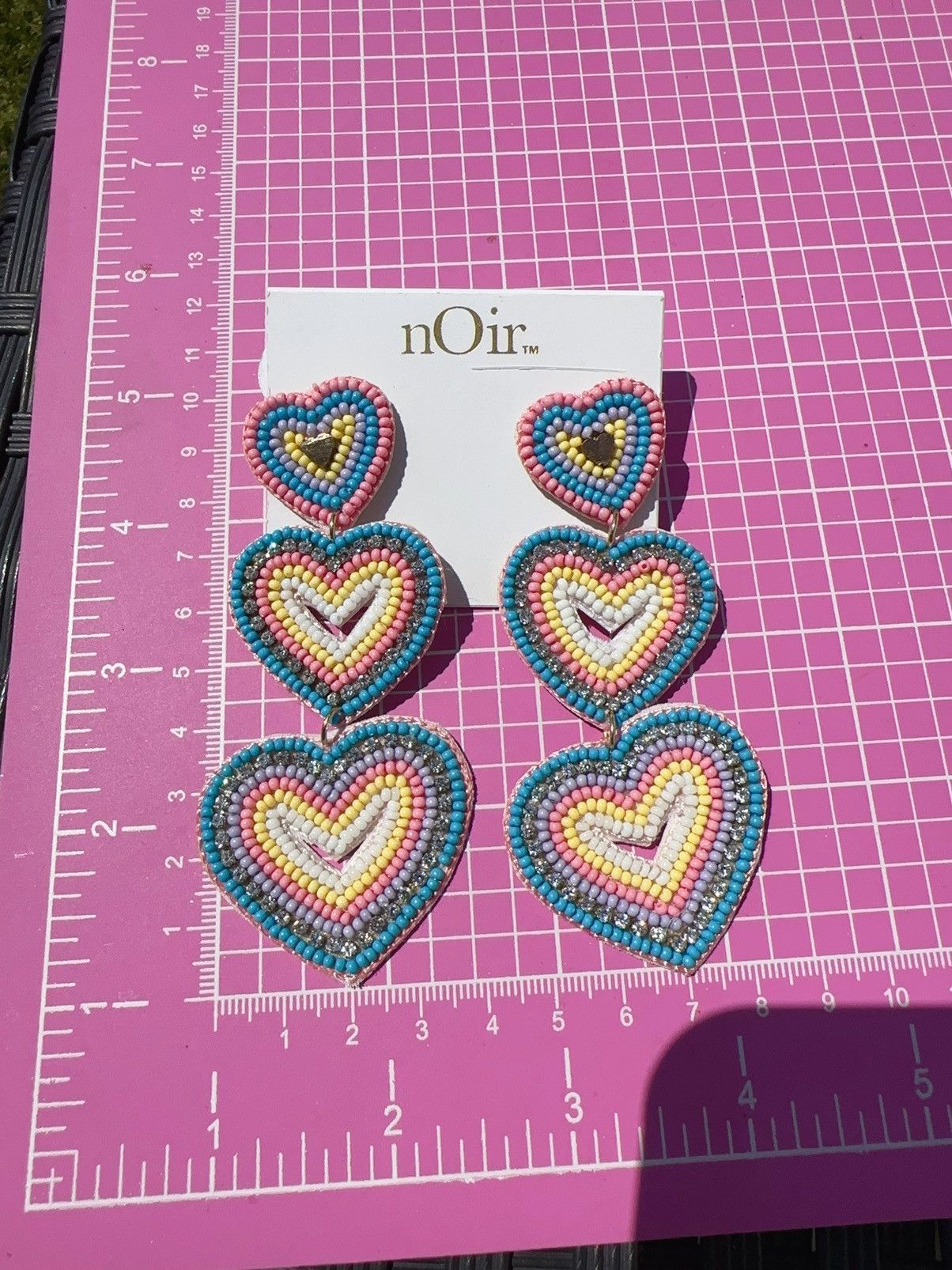 Designer Noir soft Braided Beads lightweight heart shaped earrings Size ONE SIZE - 3 Thumbnail