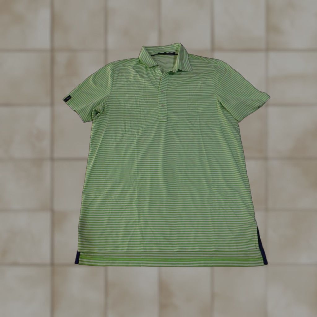Ralph Lauren RLX Ralph Lauren Polo Shirt Mens M Green White Striped Golf Performance Shirt Size US M / EU 48-50 / 2 - 1 Thumbnail