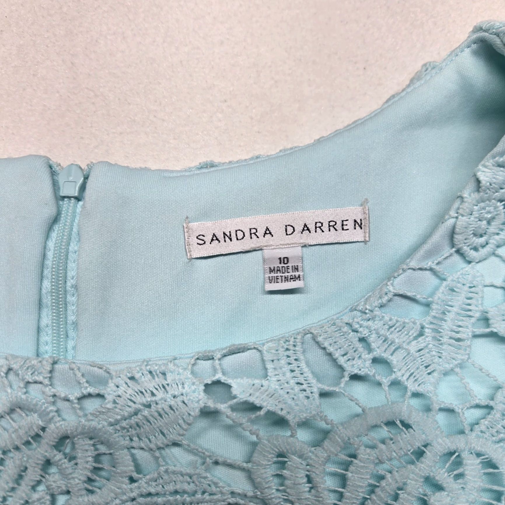 Vintage Sandra Darren Dress Ladies 10 Blue Lace NEW Beautiful Elegant Size L / US 10 / IT 46 - 3 Thumbnail