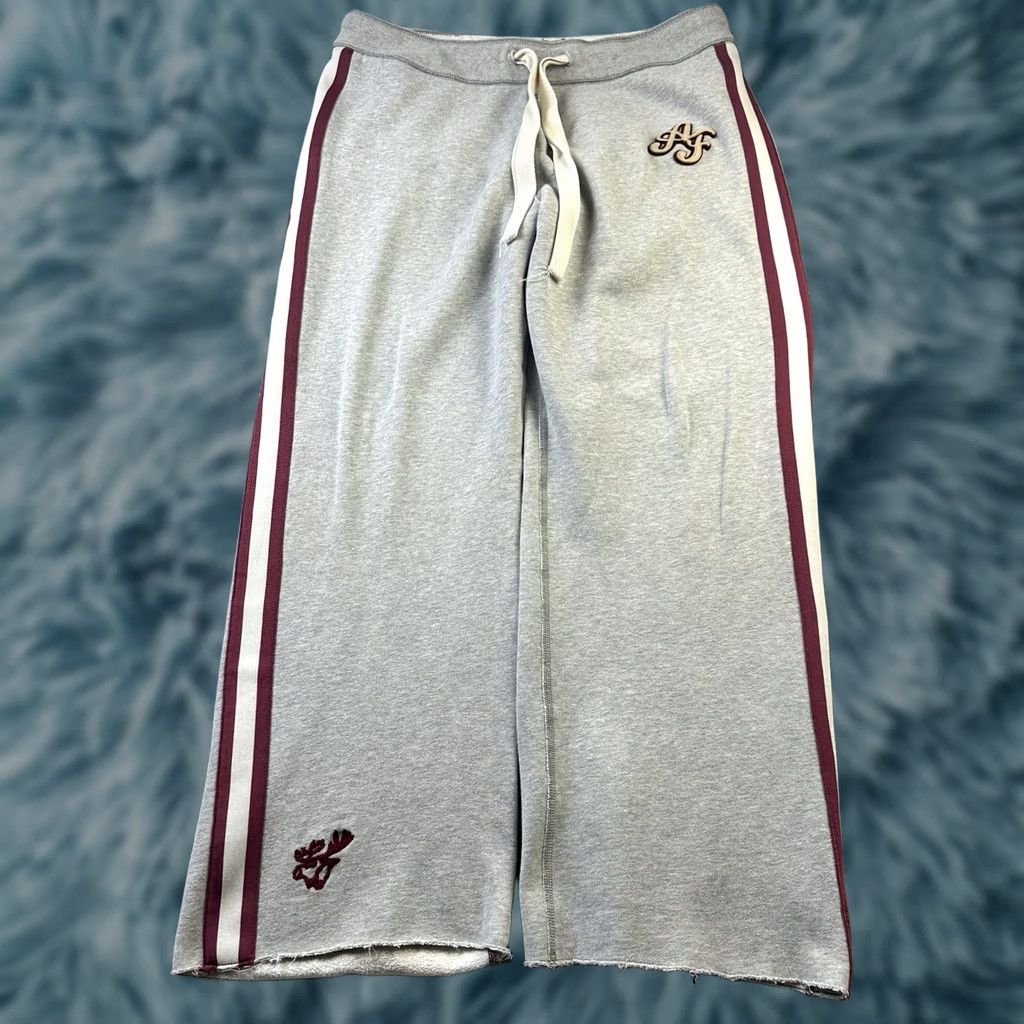 Abercrombie & Fitch VINTAGE Abercrombie & Fitch Pants Mens Large Gray Baggy Wide Leg Y2K Raw Hem Sweatpants Size US 33 - 1 Thumbnail