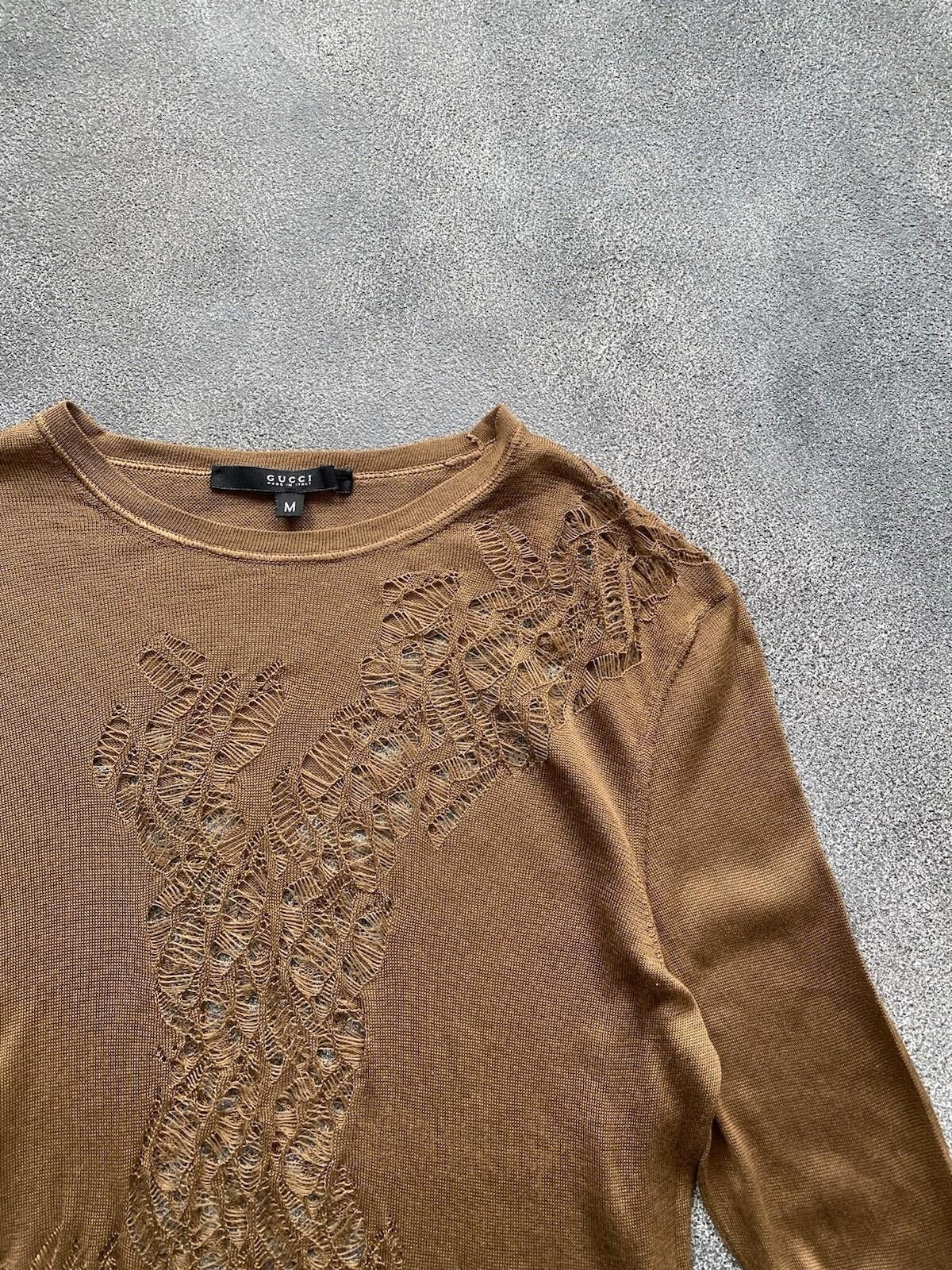 Gucci 2000’s Gucci By Tom Ford Silk Mesh Blouse Brown Vintage Size M / US 6-8 / IT 42-44 - 9 Thumbnail