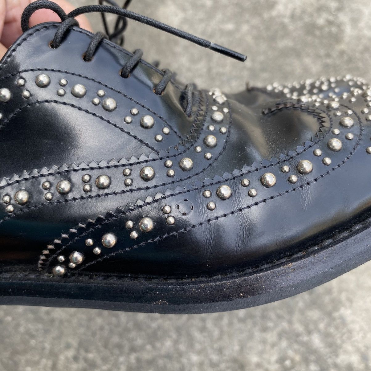 Church's Church’s Burwood Met Studded Glossed-Leather Brogues Size US 6 / EU 39 - 10 Thumbnail