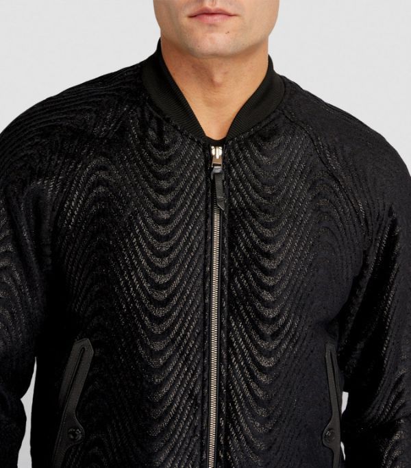 o1w1db10824 Lurex Wave Bomber Jacket in Black Menswear