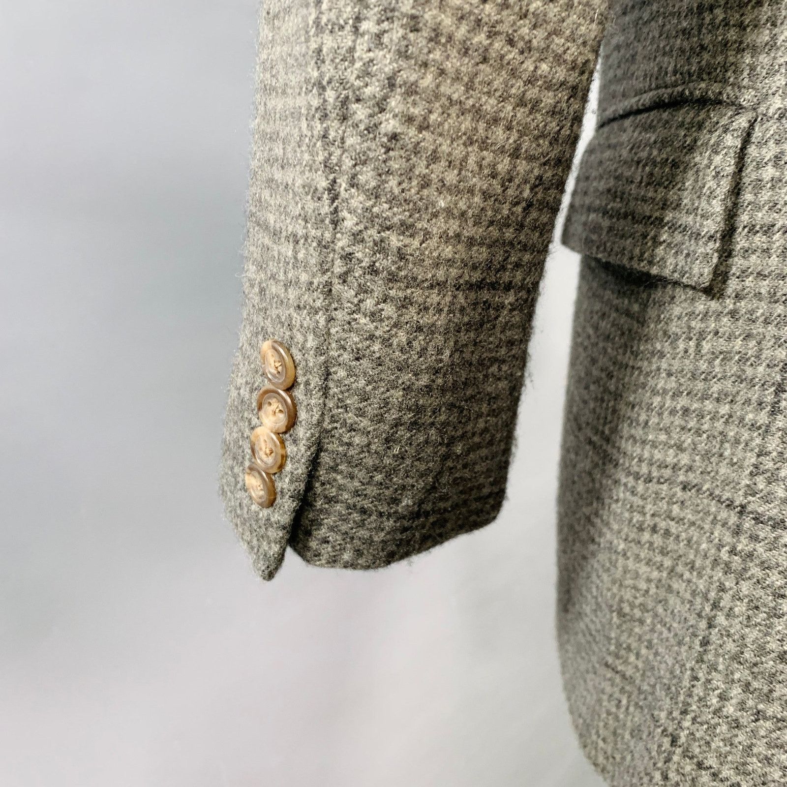 Ralph Lauren Size 38 Regular Grey Light Grey Plaid Cashmere Sport Coat Size 38R - 5 Thumbnail