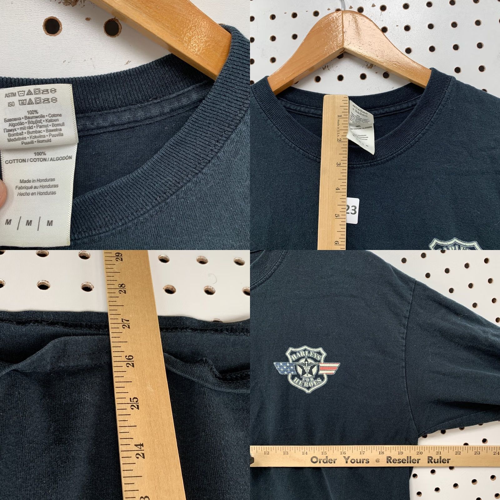 Gildan Keywords: "Vintage," "Harley," "For Heroes," "Shirt," "Mens," "Medium," "Black," "Eagle Flag," "20x27" – These are prominent and relevant Size US M / EU 48-50 / 2 - 8 Thumbnail