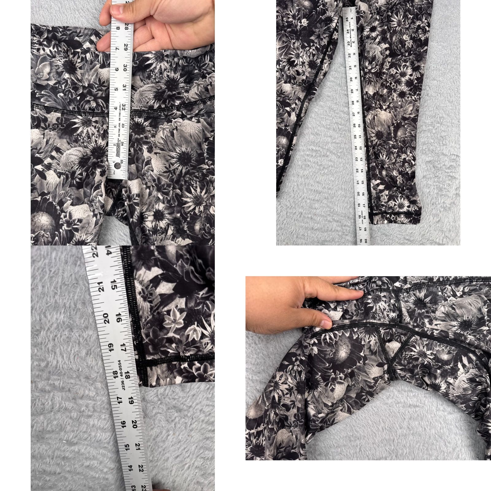 Lululemon Lululemon Wunder Under Crop Yoga Pants - Women - Size 4 - White/Black Floral - Cropped, Low Rise, 20" Inseam - Activewear Size 27" / US 4 / IT 40 - 8 Thumbnail