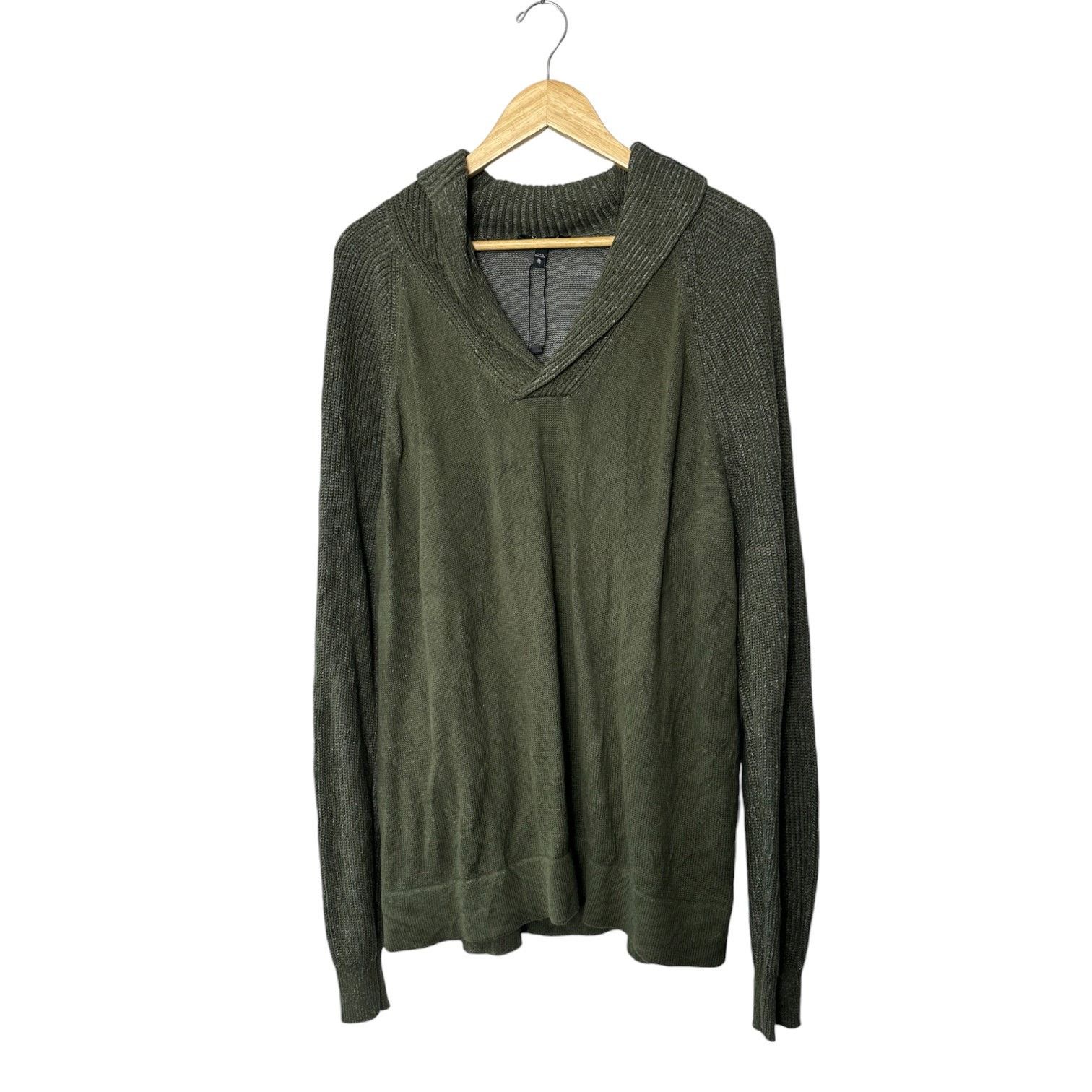 Express Express Olive Green V-Neck Knit Long Sleeve Sweater Men's XL Size US XL / EU 56 / 4 - 1 Thumbnail