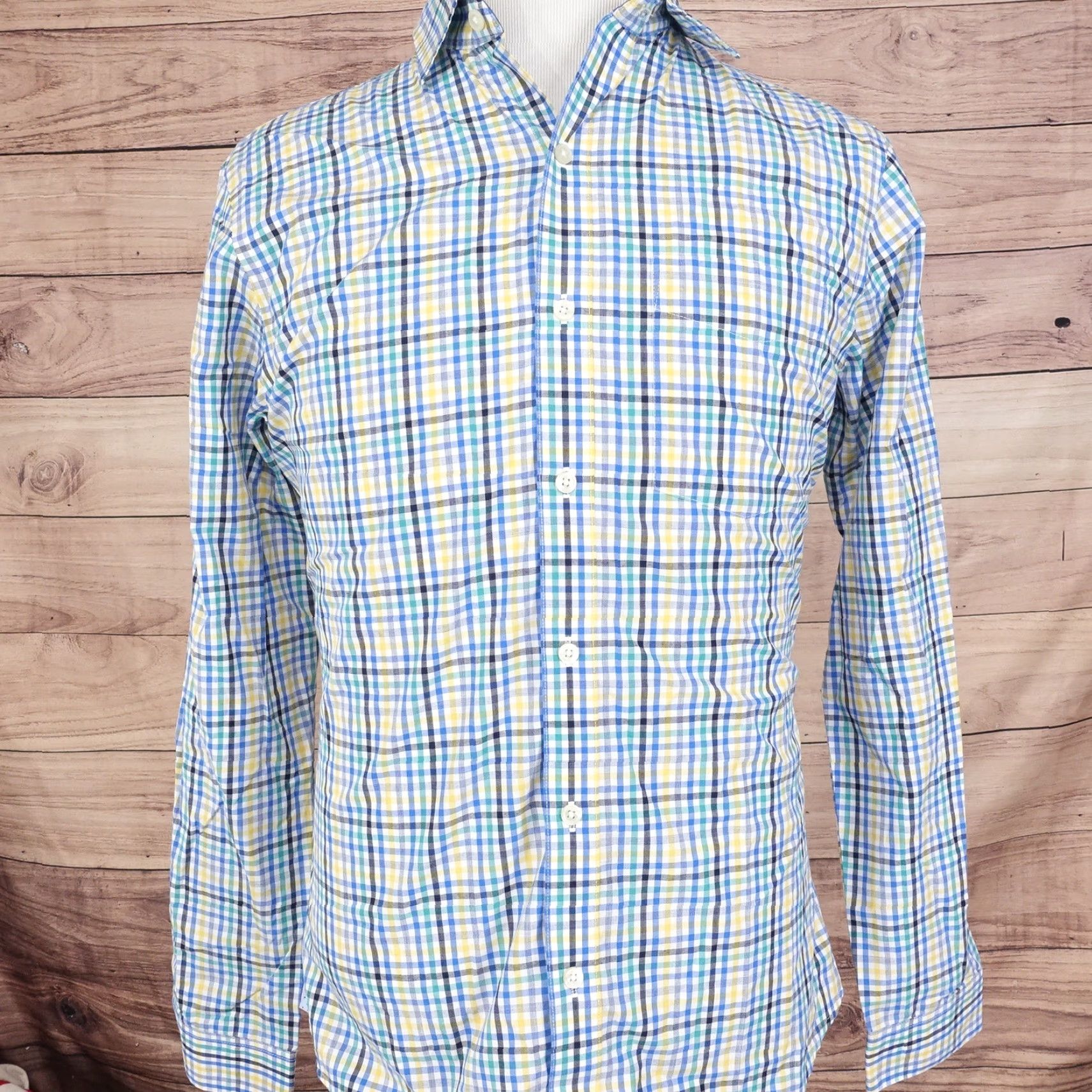 Van Heusen VAN HEUSEN Slim Fit Gingham Check Button-Up Shirt M Multicolor Regular Long Sleeve Mens Size US M / EU 48-50 / 2 - 3 Thumbnail