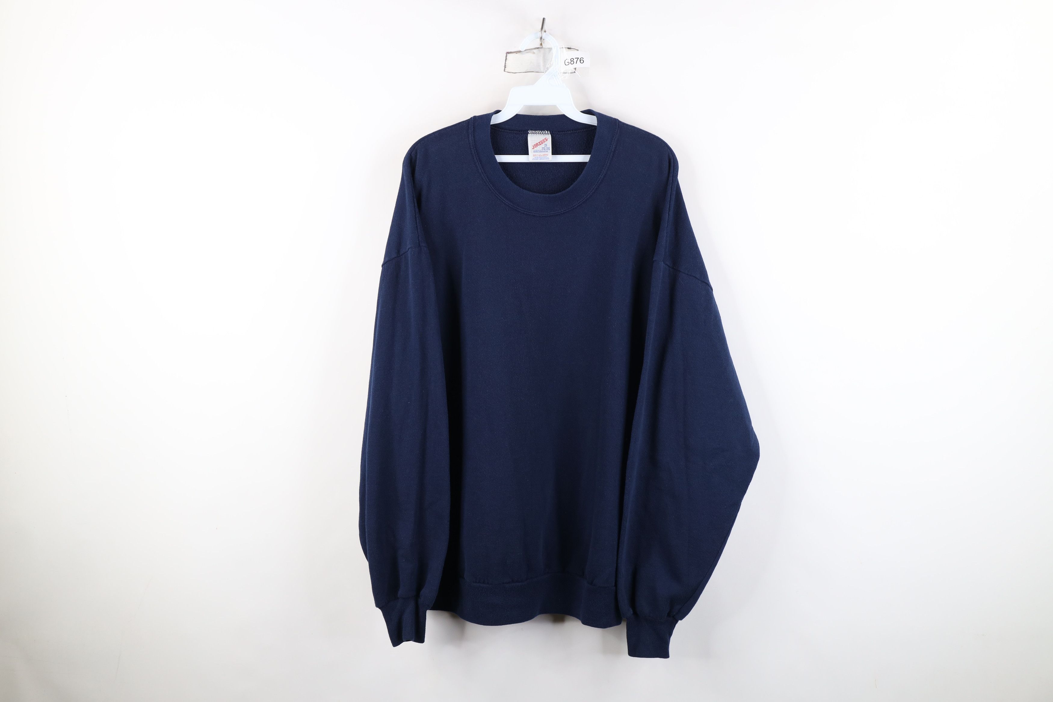 Vintage Vintage 90s Streetwear Blank Crewneck Sweatshirt Blue USA Size US XXL / EU 58 / 5 - 1 Thumbnail