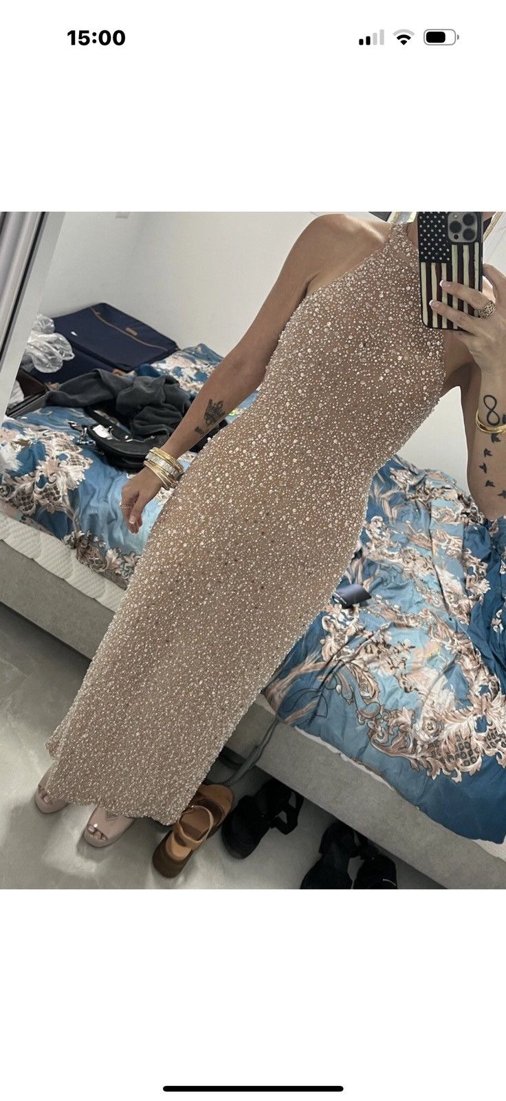 Bcbgmaxazria BCBGMAXAZRIA Jules Beaded Semi-Sheer Halter Gown Size XS / US 0-2 / IT 36-38 - 5 Thumbnail