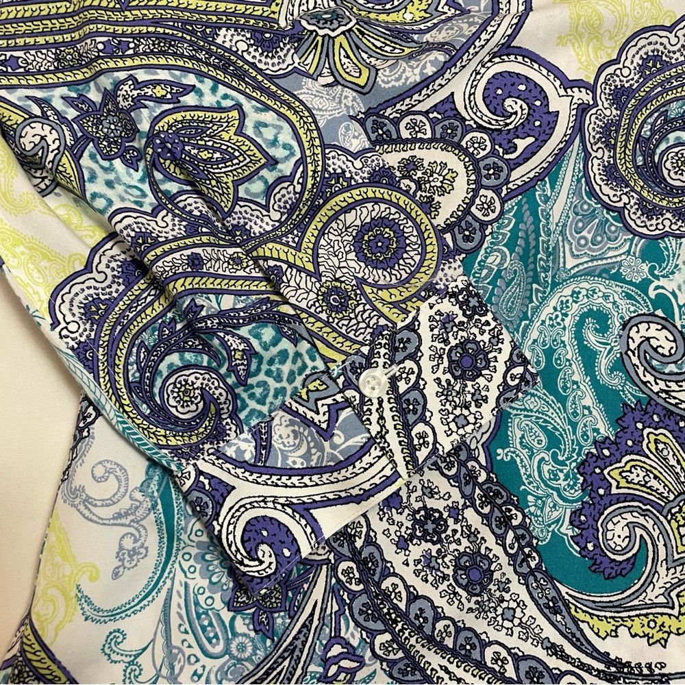 Chicos Chico's Effortless Beatrice Paisley No-Iron Cotton Shirt Si Size M / US 6-8 / IT 42-44 - 9 Thumbnail