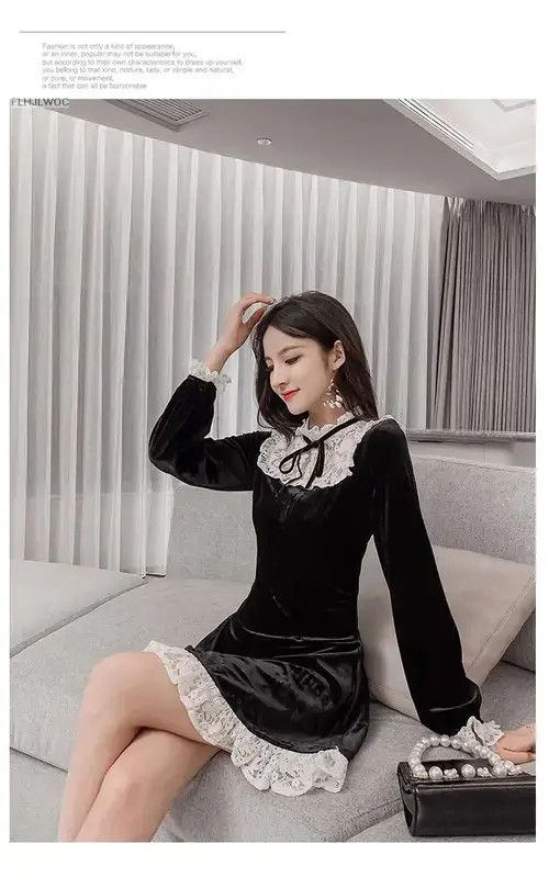 Japanese Brand × Vintage Velvet Dress Autumn Basic Wear Size ONE SIZE - 2 Thumbnail