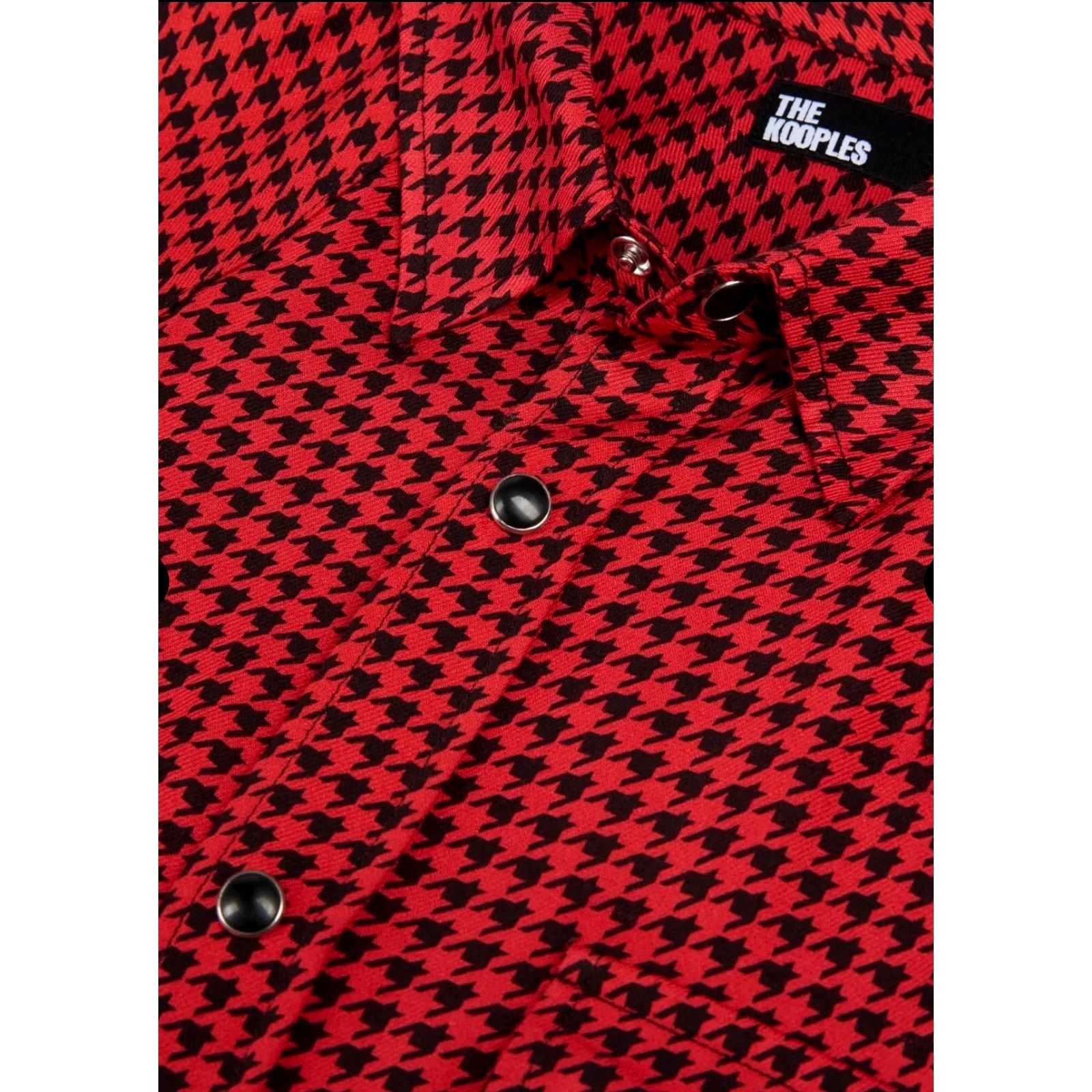 The Kooples The Kooples Mens Black and Red Houndstooth Shirt Snaps S Size US S / EU 44-46 / 1 - 5 Thumbnail