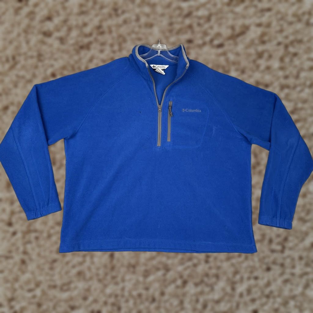 Vintage Columbia Sweater Mens 2XL Blue Fleece Half Zip Pullover Chest Pocket Outdoors Size US XXL / EU 58 / 5 - 1 Thumbnail