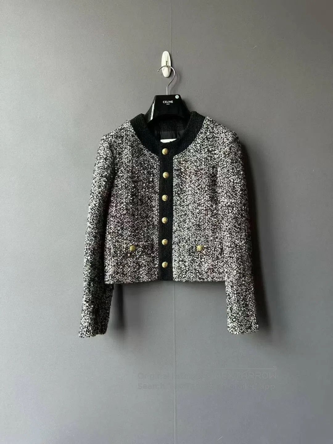 Celine Celine Black White Tweed Jacket. Size XXS / US 00 / IT 34 - 1 Thumbnail