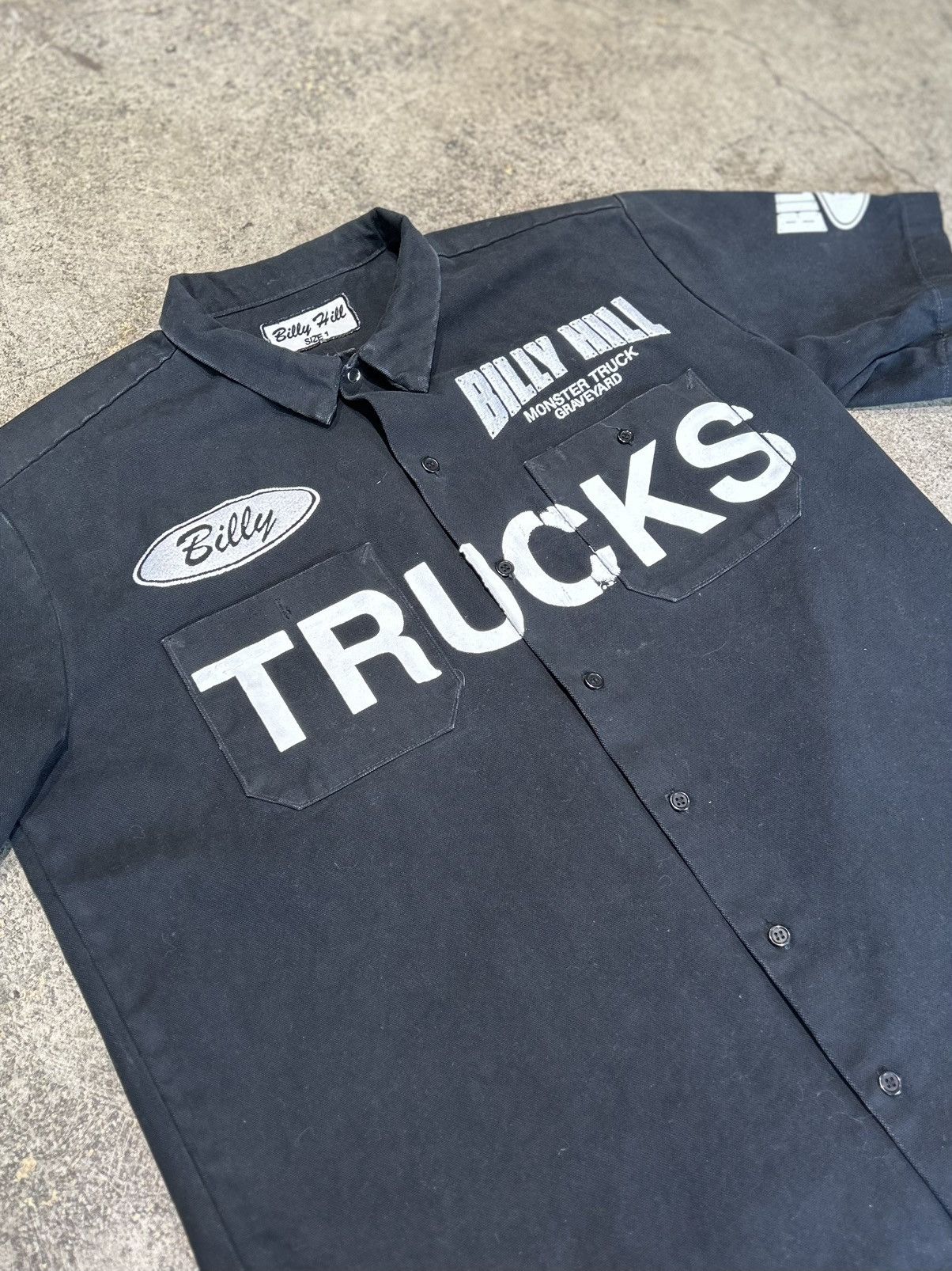 image of Billy Hill Monster Truck Graveyard Work Shirt in Black, Men's (Size Medium)