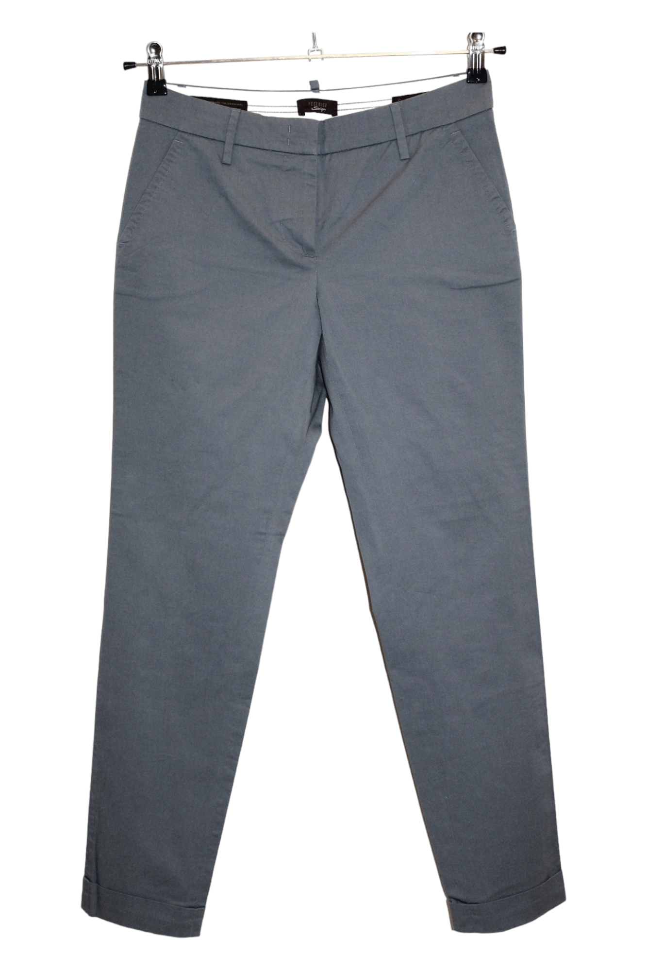 image of Italian Designers Peserico Sign Slim Fit Stretch Cotton Trousers in Grey, Women's (Size 28)