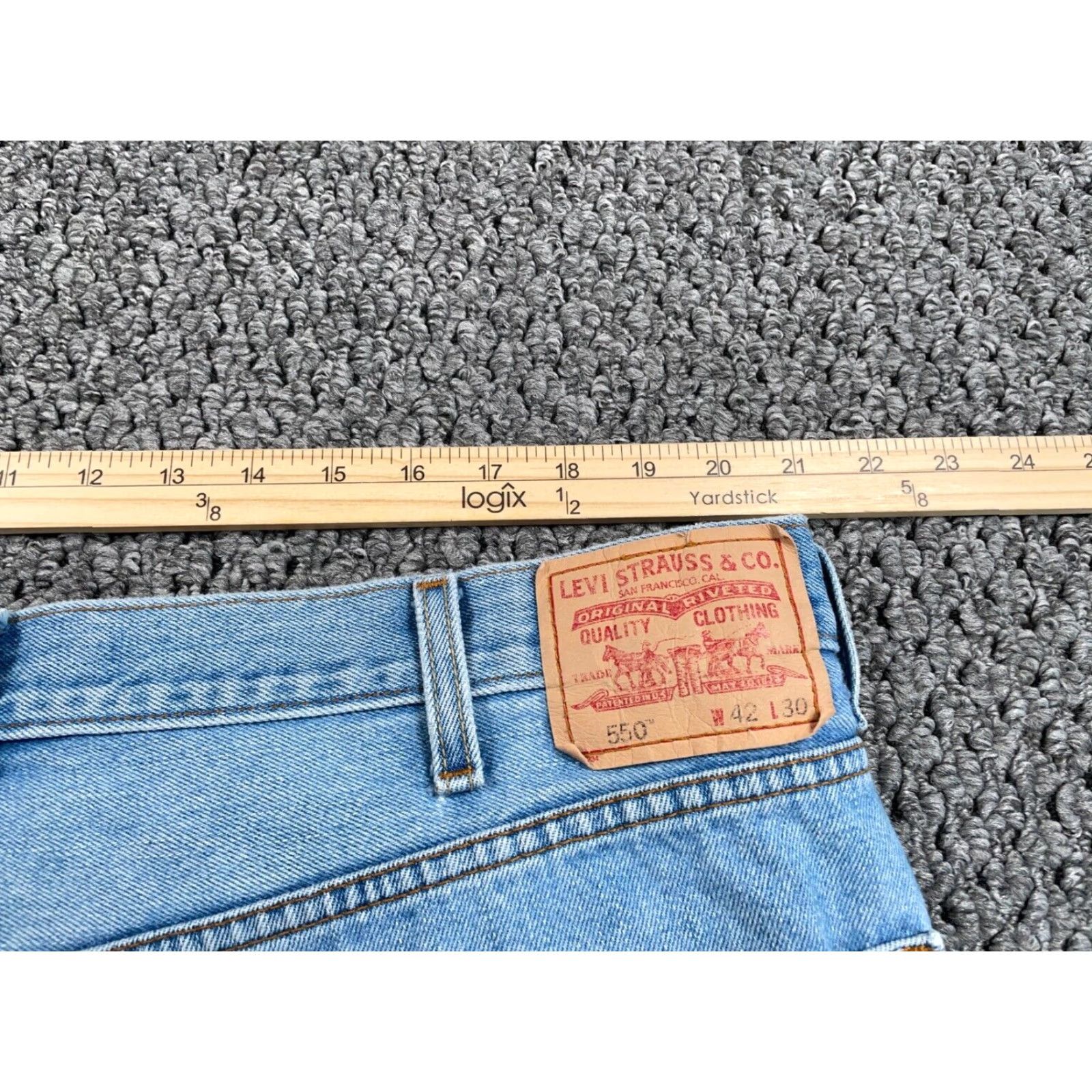 Levi's VINTAGE Levi's Jeans 42 x 30 Blue Denim Light Relaxed 550 Tapered Fit Men’s 90s Grunge Classic Hipster Retro Denim Pants Jeans Size US 42 / EU 58 - 6 Thumbnail