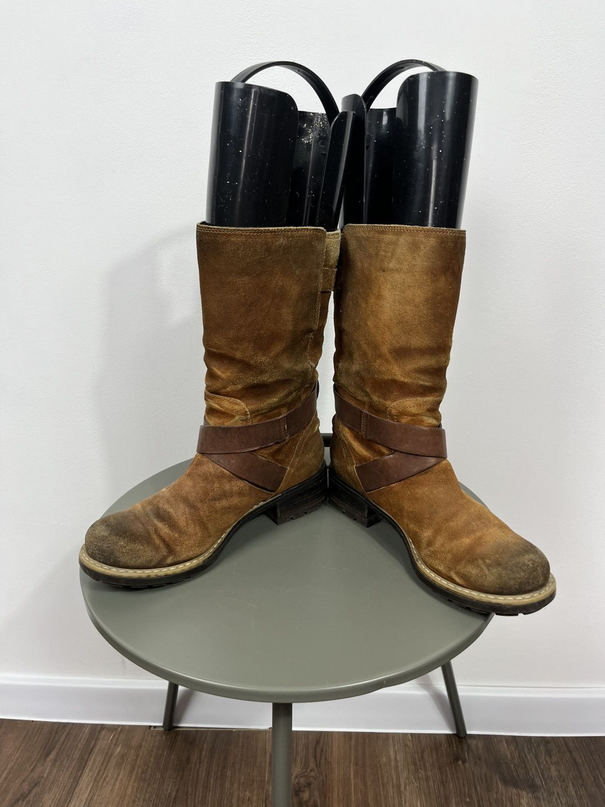 Clarks Distressed Clarks Suede Engineer Biker Boots 37 Buckle Strap Size US 7.5 / IT 37.5 - 7 Thumbnail