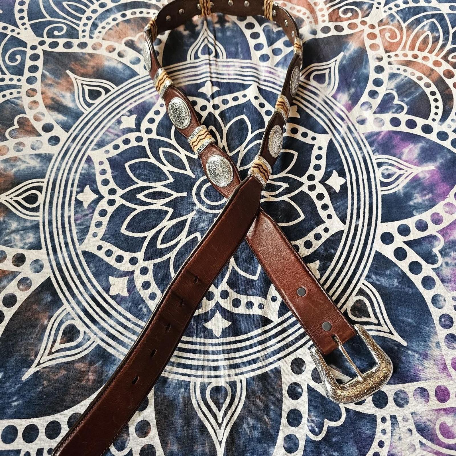 Tony Lama Tony Lama Men's Brown Gold and Silver Belt Size ONE SIZE - 1 Thumbnail