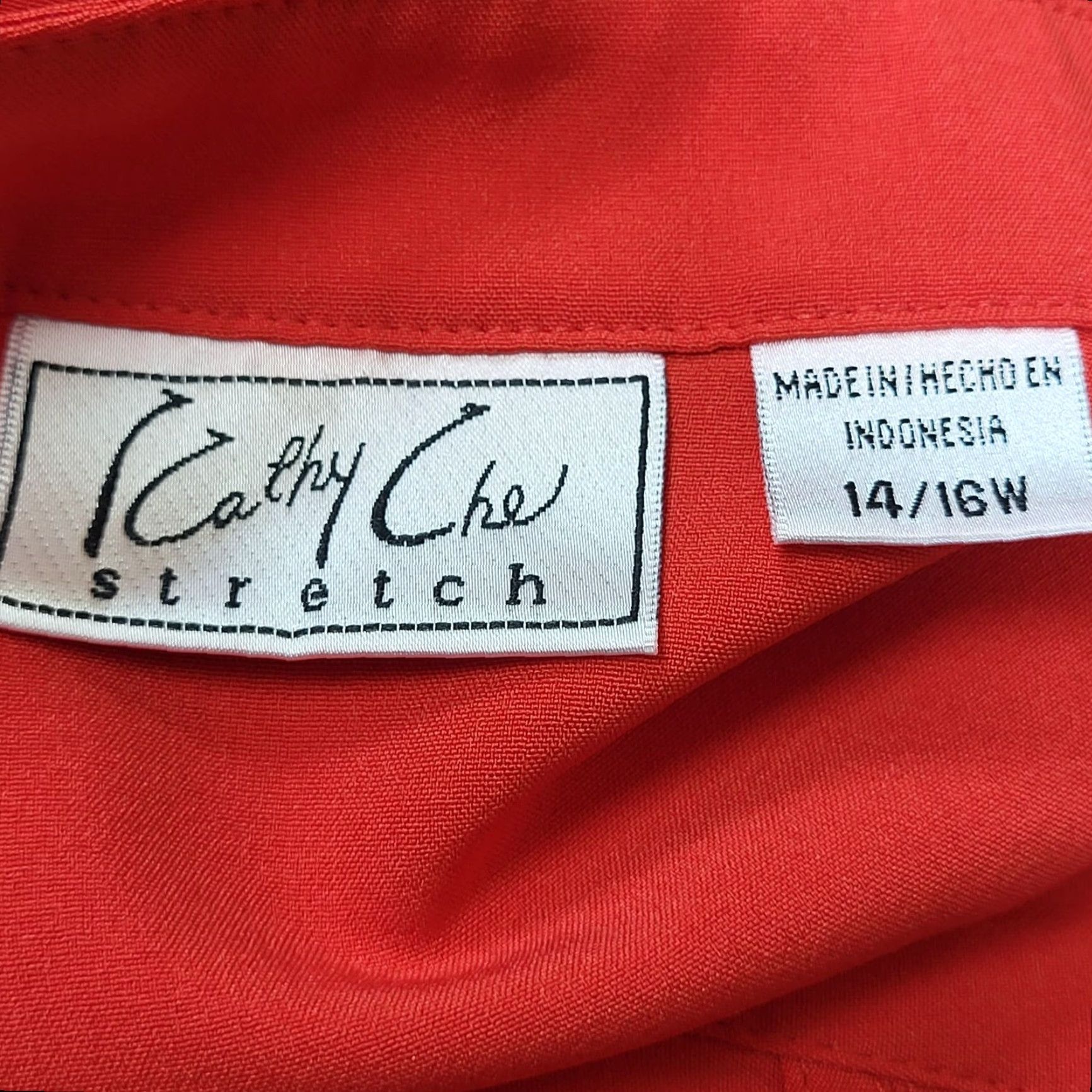 Vintage Kathy Che Blouse Red Button Front Tab Sleeve 14W Plus Size Business Casual Women Shirt Size XL / US 12-14 / IT 48-50 - 3 Thumbnail
