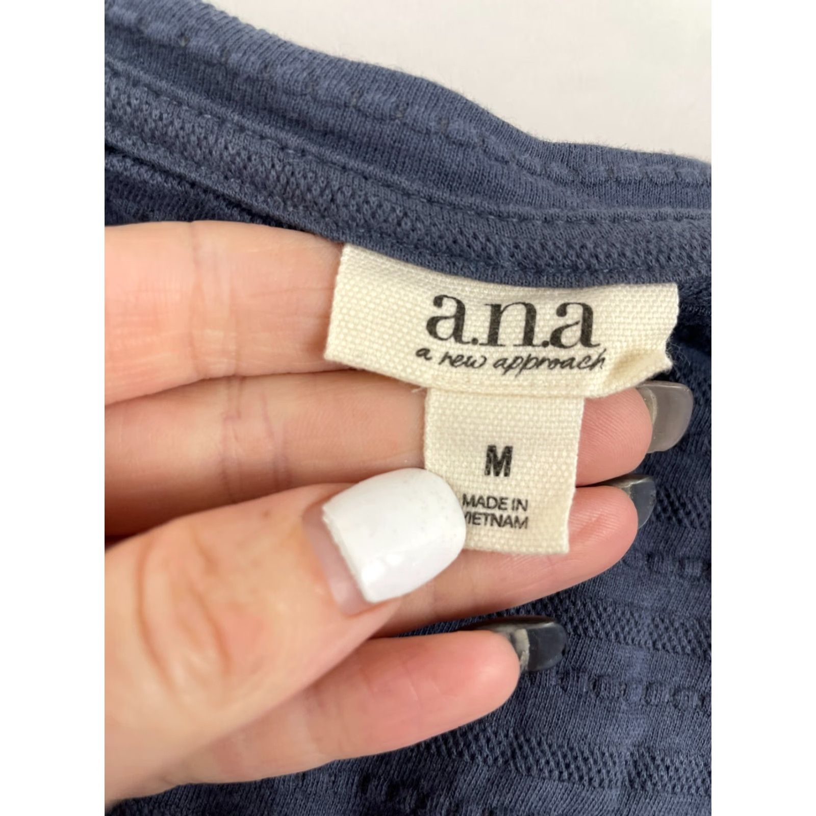 Vintage a.n.a A New Approach Shirt Women Medium Blue Puff Long Sleeve Round Neck Casual T-Shirt Womens Size M / US 6-8 / IT 42-44 - 7 Thumbnail