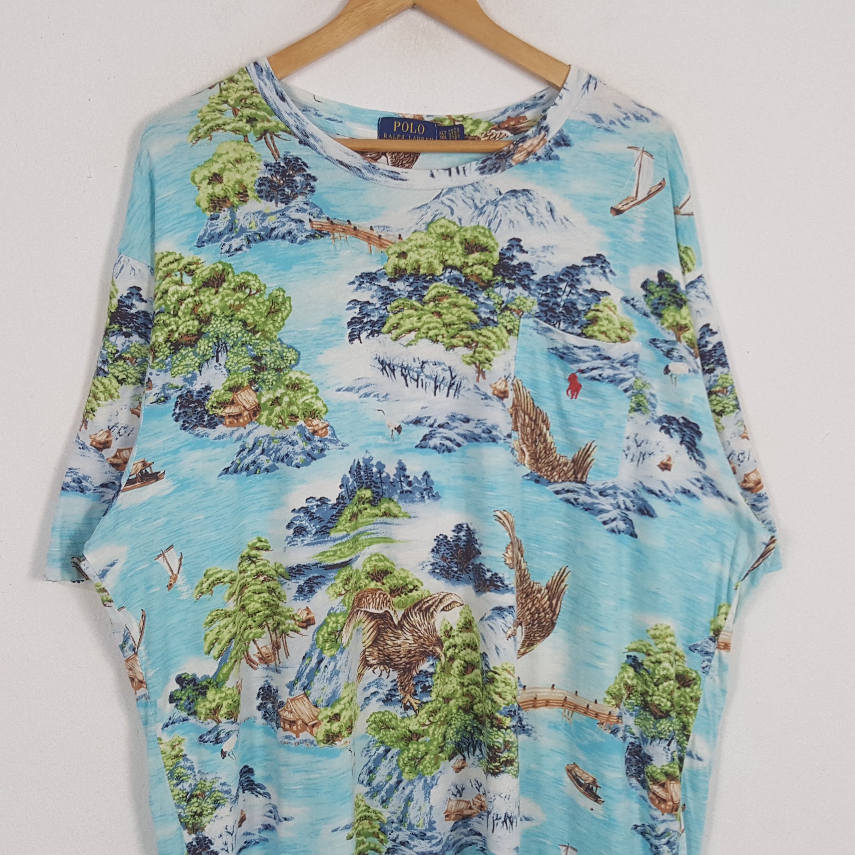 Polo Ralph Lauren × Vintage Vintage Polo by Ralph Lauren Luxury Brand Full Print Tshirt Size US XXL / EU 58 / 5 - 2 Thumbnail