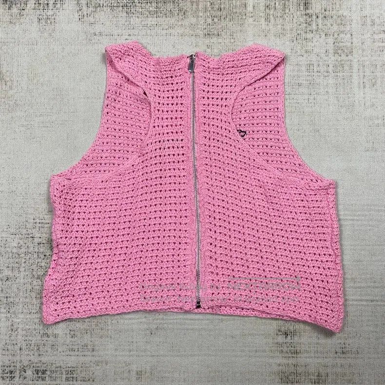 Bode Three Quarters Pink Crochet Sleeveless Top. Size US M / EU 48-50 / 2 - 6 Thumbnail