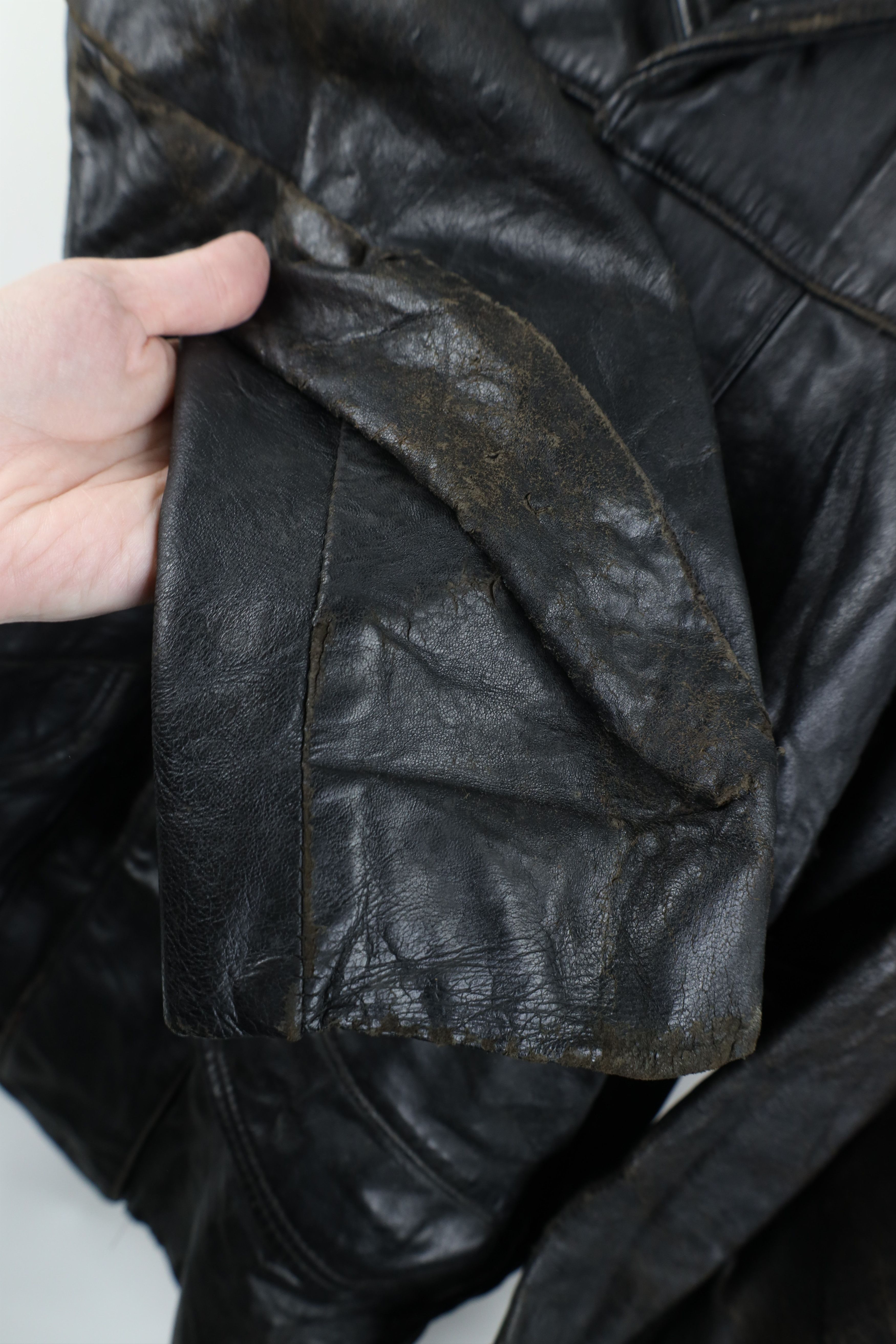 Vintage Vintage 70s Streetwear Leather Button Jacket Coat Black Size US S / EU 44-46 / 1 - 8 Thumbnail