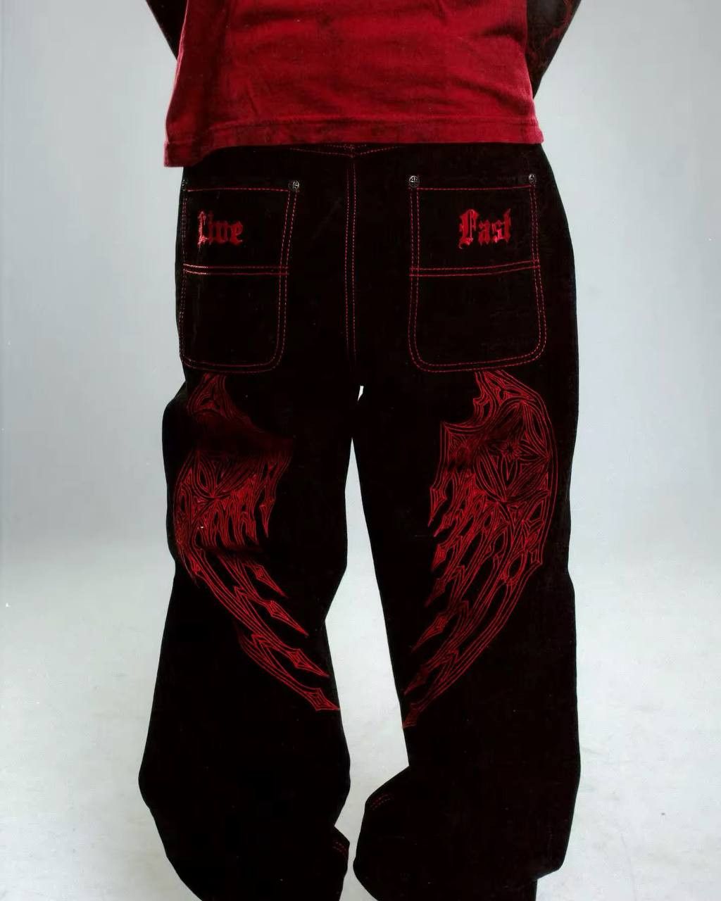 Japanese Brand × Vintage gothic retro printed jeans Size US 35 - 1 Thumbnail