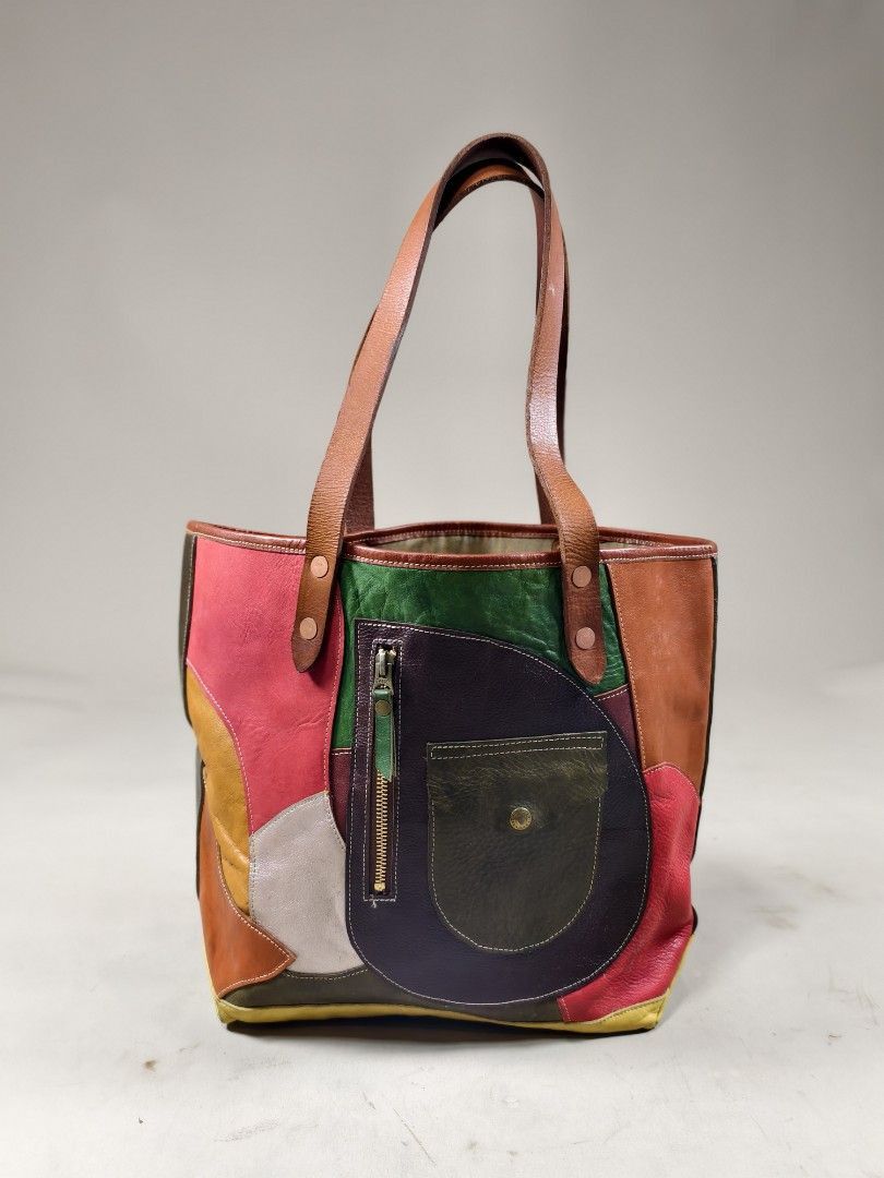 RRL Ralph Lauren Double RL Patchwork All-Leather Multi Color Tote Bag Size ONE SIZE - 1 Thumbnail