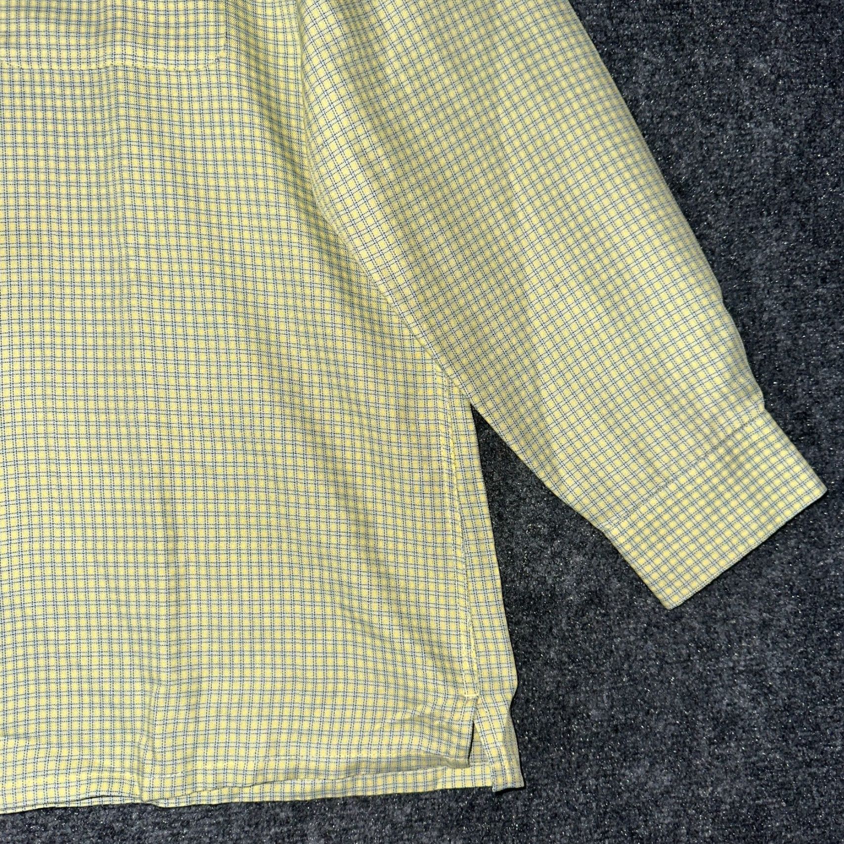 BUGATCHI Bugatchi Uomo Shirt Mens Large Button Up Plaid Long Sleeve Yellow Blue, Pocket, Button-Up, Collar, Regular Fit Size US L / EU 52-54 / 3 - 3 Thumbnail
