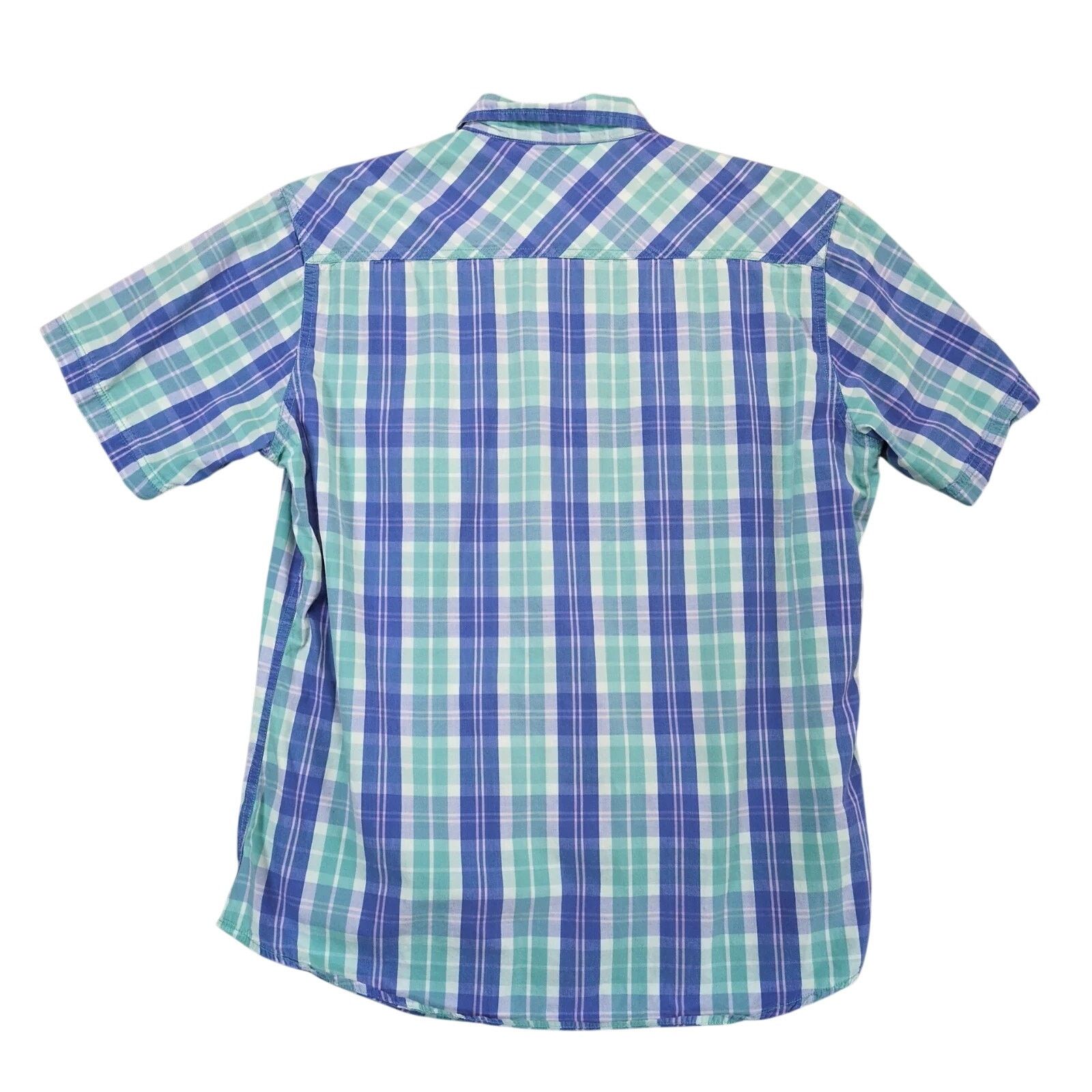 Paper Denim & Cloth PD&C Short Sleeve Button Up Shirt Men's L Blue Plaid Vtg Y2K Size US L / EU 52-54 / 3 - 2 Thumbnail