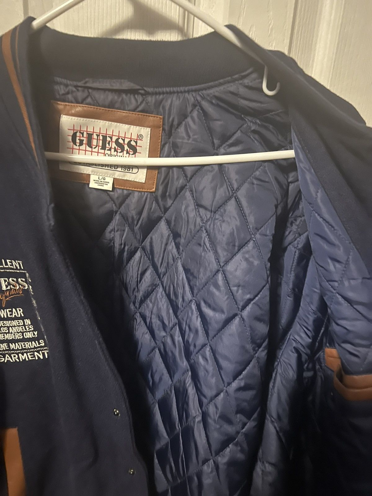 Guess Guess Bomber Jacket Navy Blue/Brown Bomber Size US L / EU 52-54 / 3 - 4 Thumbnail