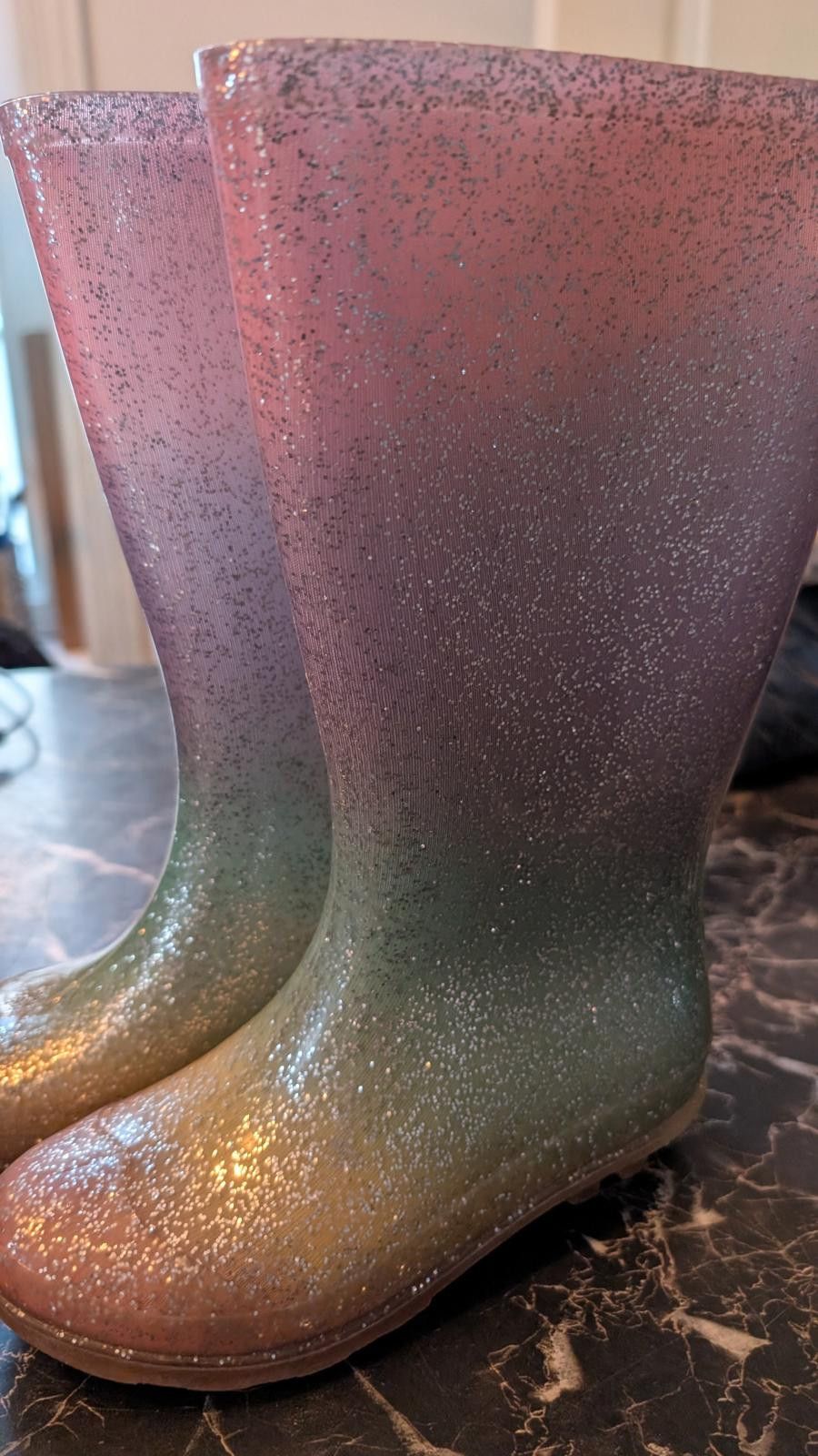 The Unbranded Brand Kids Glitter Rain Boots Waterproof Rubber Toddler Size 12 Size US 12 / IT 42 - 4 Thumbnail