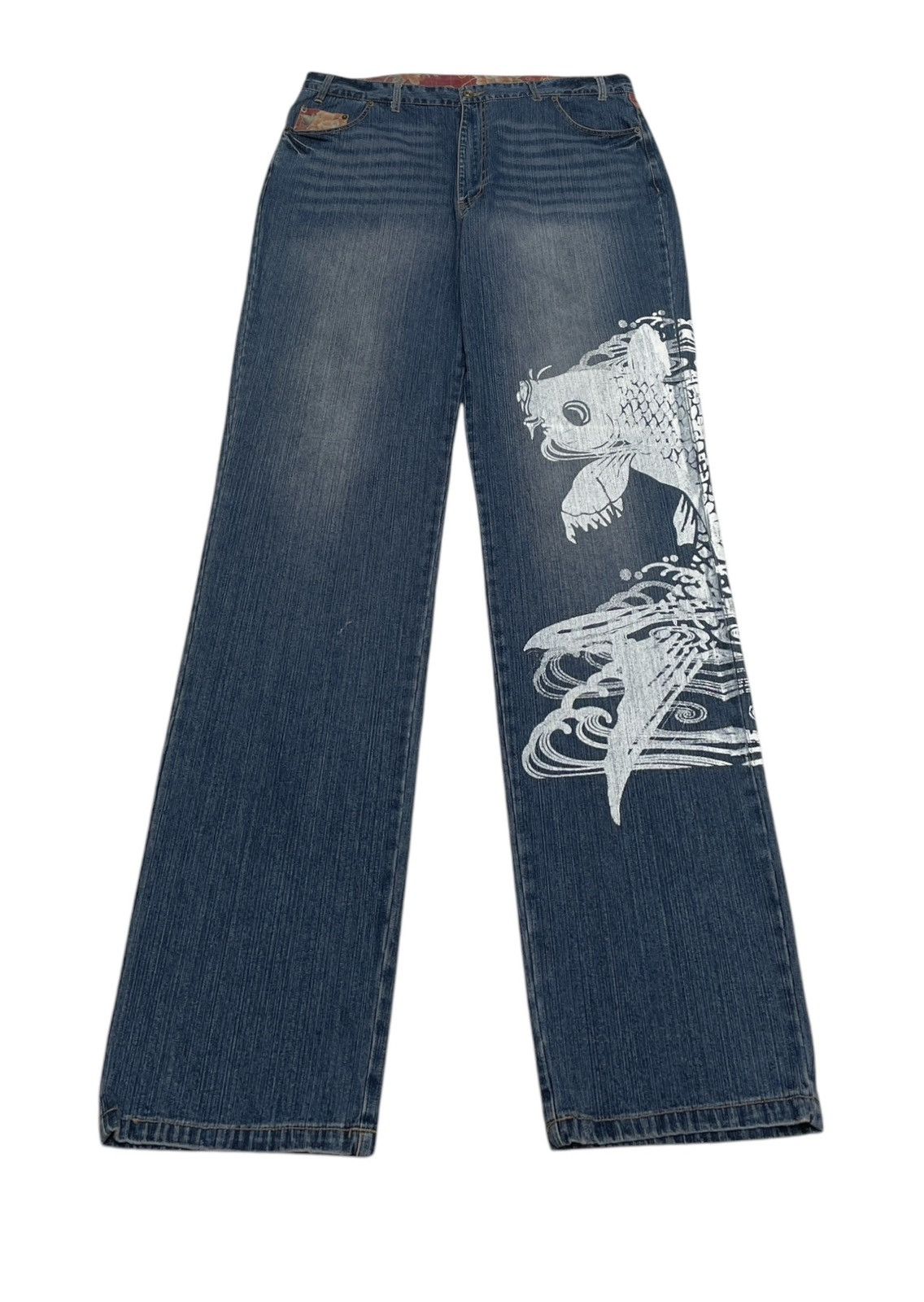 Japanese Brand Rare Design Vintage Dealetti Oversized Sukajan Jeans 1990s Size US 43 - 1 Thumbnail