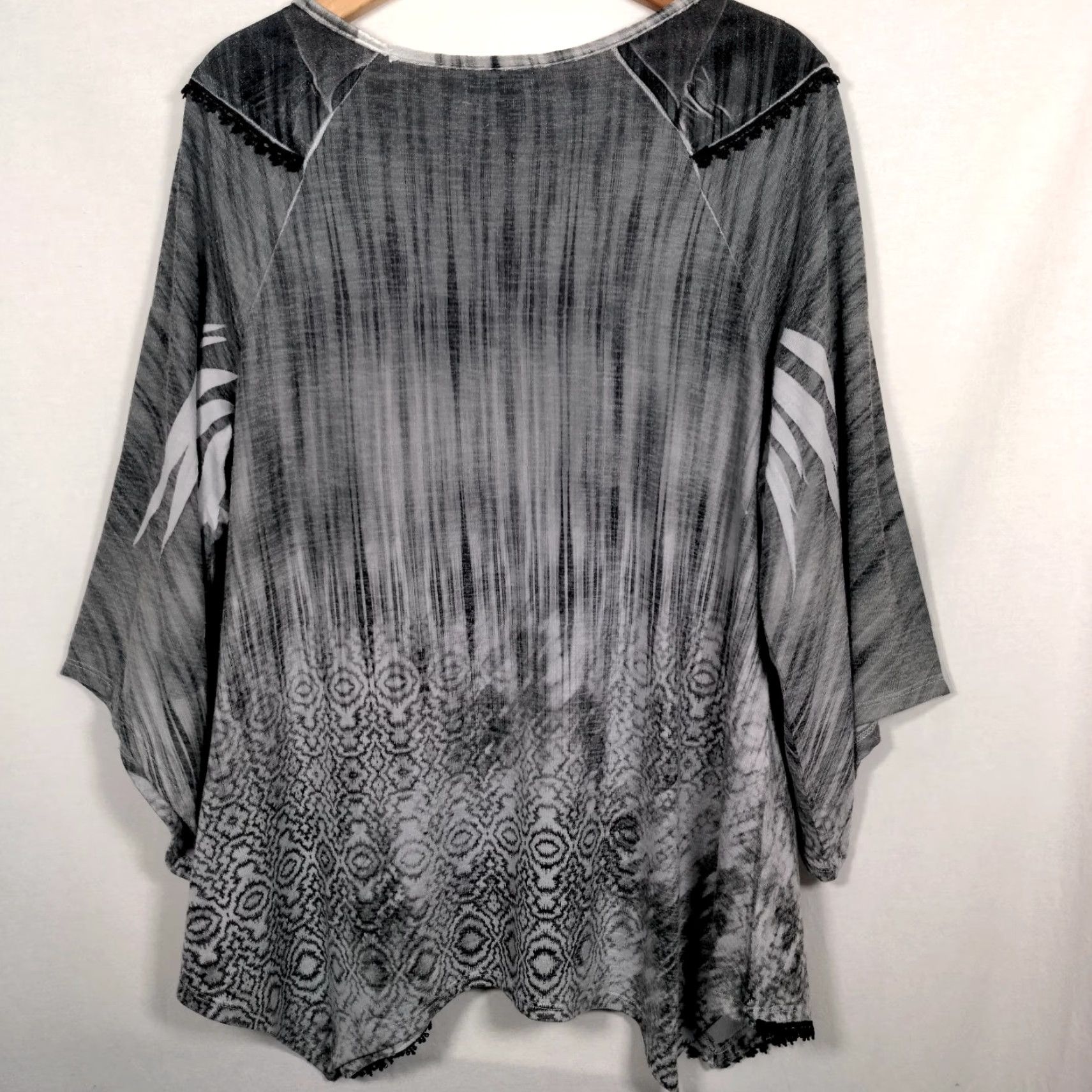 Vintage One World Shirt Top Pullover Gray Velour Witchy Dark Fairy Goth Boho Hippie Size S / US 4 / IT 40 - 2 Thumbnail