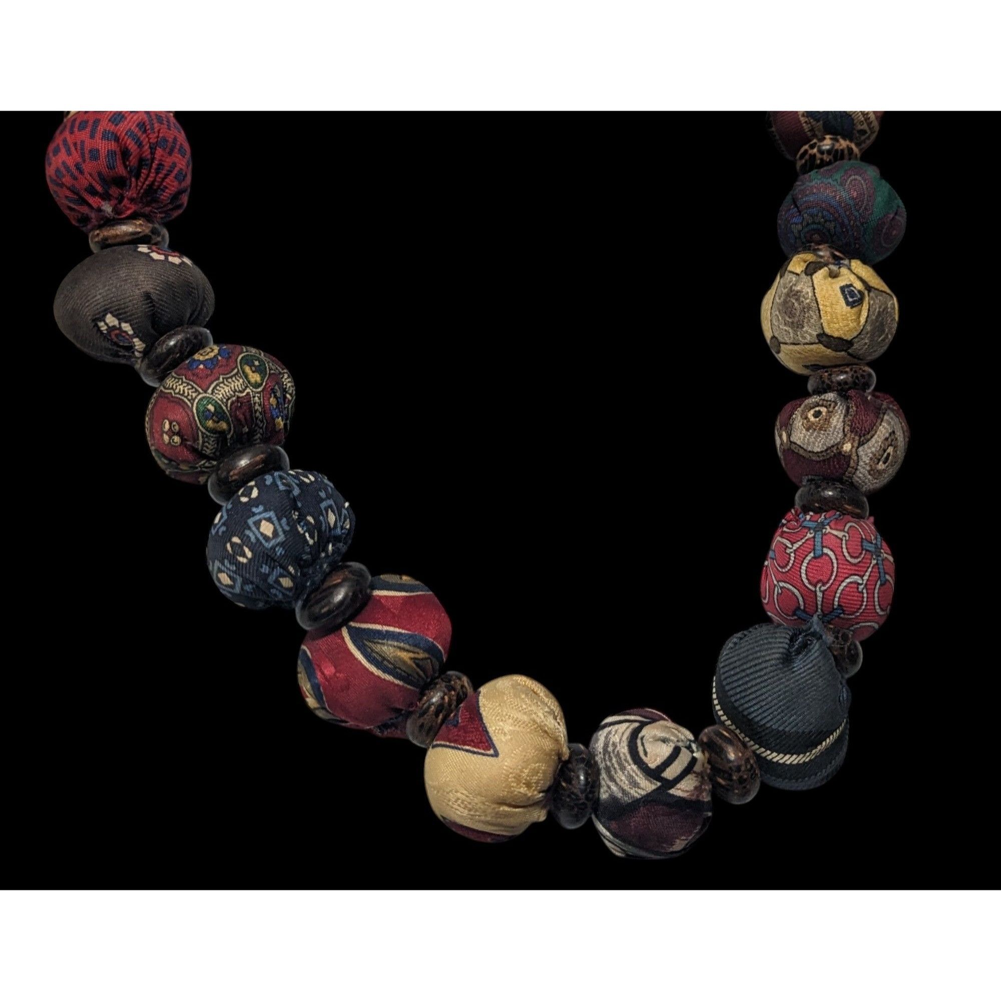 Other Vintage Rustic Silk Kantha Nut Earth Tone Necklace Size ONE SIZE - 3 Thumbnail