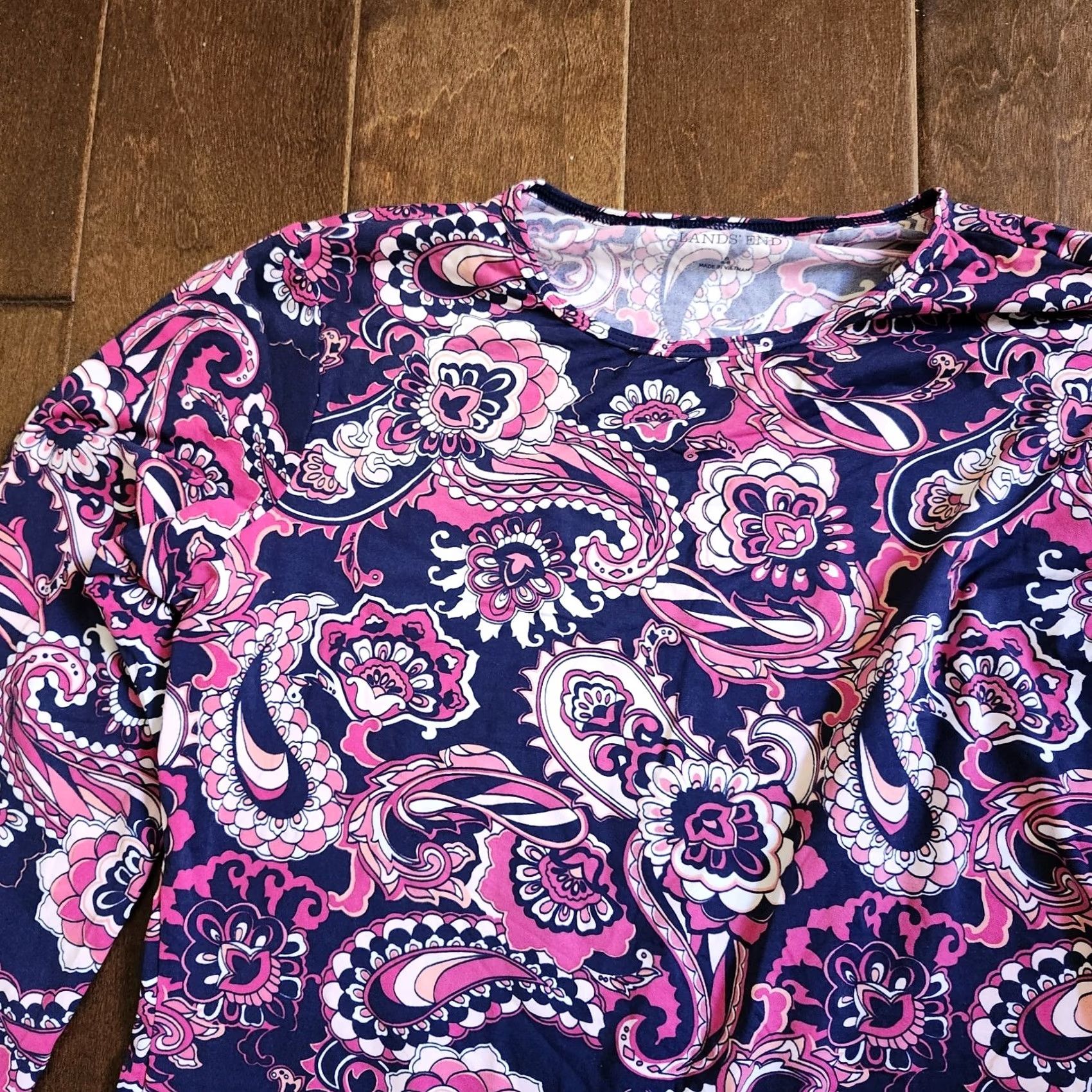 Lands' End Lands' End Blouse Paisley Long Sleeve - Junior S Womens Shirts Multicolor Nylon Spandex Pullover Casual Travel 90s? Size S / US 4 / IT 40 - 6 Thumbnail
