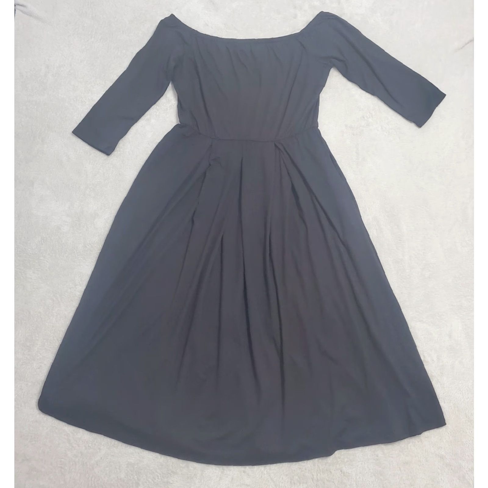 Black Halo VINTAGE AJ My Amelia James Midi Dress Women XL Black Half Sleeve Pockets Flowy Balletcore Size XL / US 12-14 / IT 48-50 - 3 Thumbnail