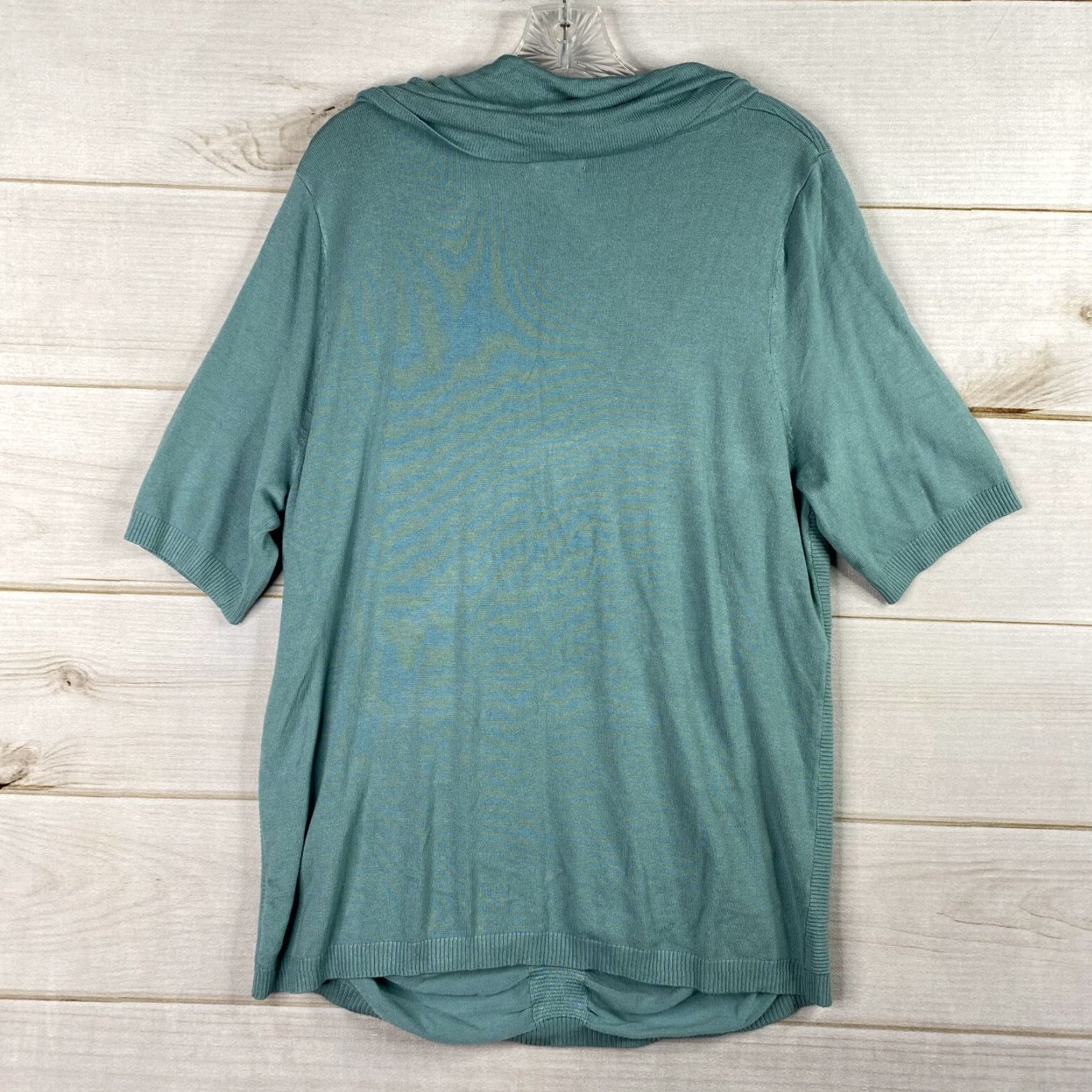 Soft Surroundings Soft Surroundings Blouse Shirt Women 2X Green Cowl Neck Knit Short Sleeve Ribbed Stretch Vintage: No Size XXL / US 16-18 / IT 52-54 - 8 Thumbnail