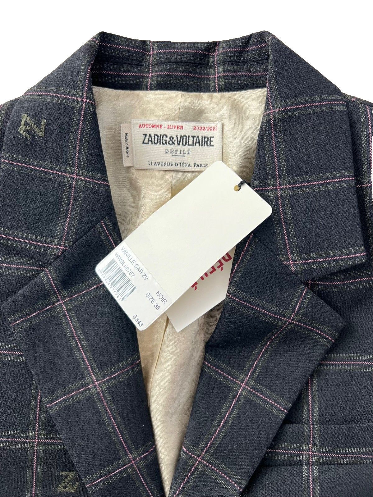 Zadig & Voltaire Zadig & Voltaire Défilé Blazer Plaid Vanille Car ( 38/M ) Size M / US 6-8 / IT 42-44 - 5 Thumbnail