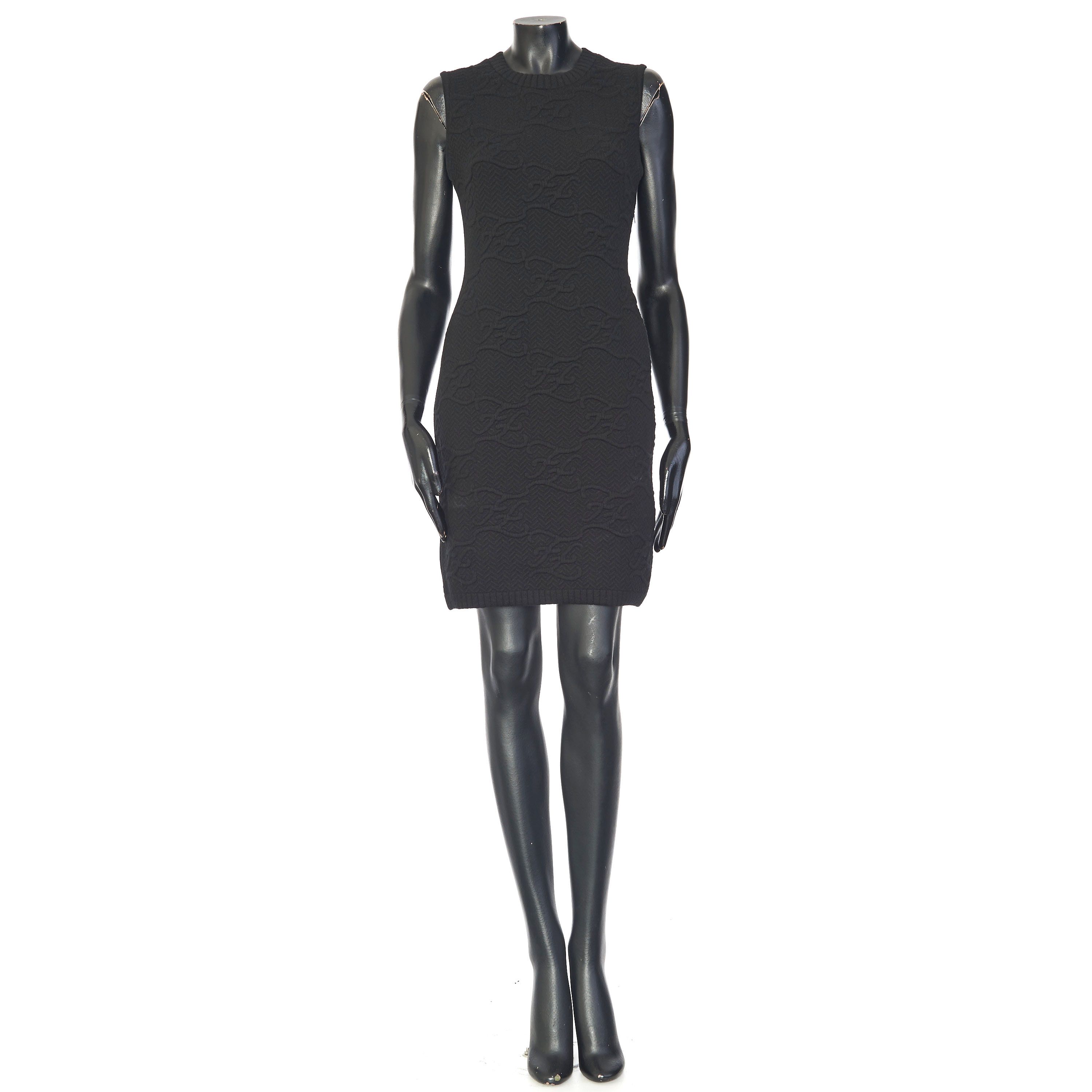 Fendi Black Sleeveless Dress With FF Karligraphy Motif Size S / US 4 / IT 40 - 1 Thumbnail