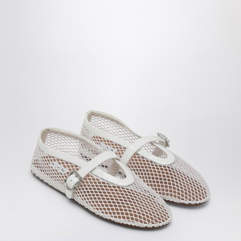 Alaia White Mesh Ballet Flats