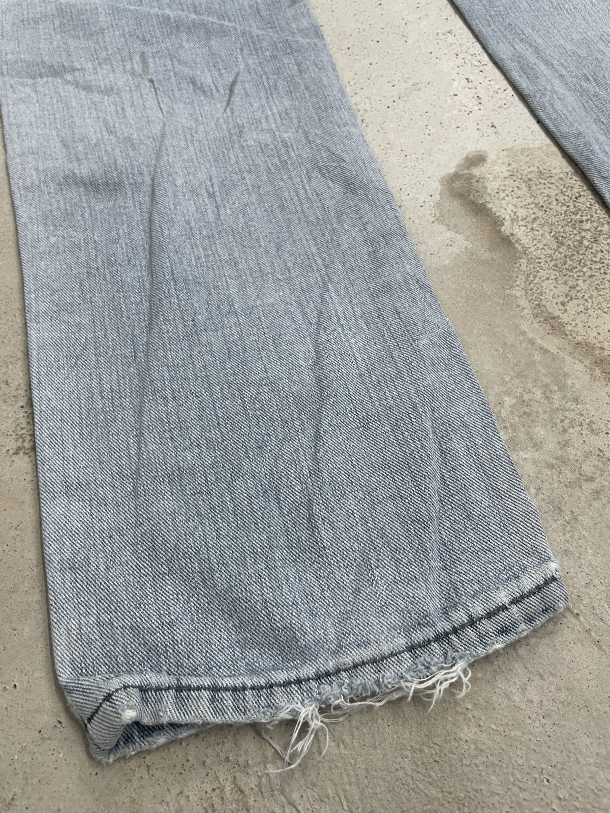 Edwin Low Rize Light Wash Soft Denim Distressed