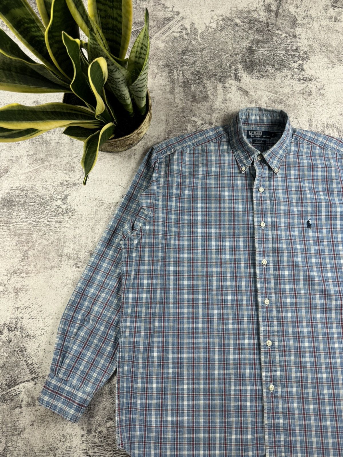 Polo Ralph Lauren Polo Ralph Lauren Blake Plaid Large Button Checked Blue Oxford LongSleeve Shirt Size US L / EU 52-54 / 3 - 8 Thumbnail