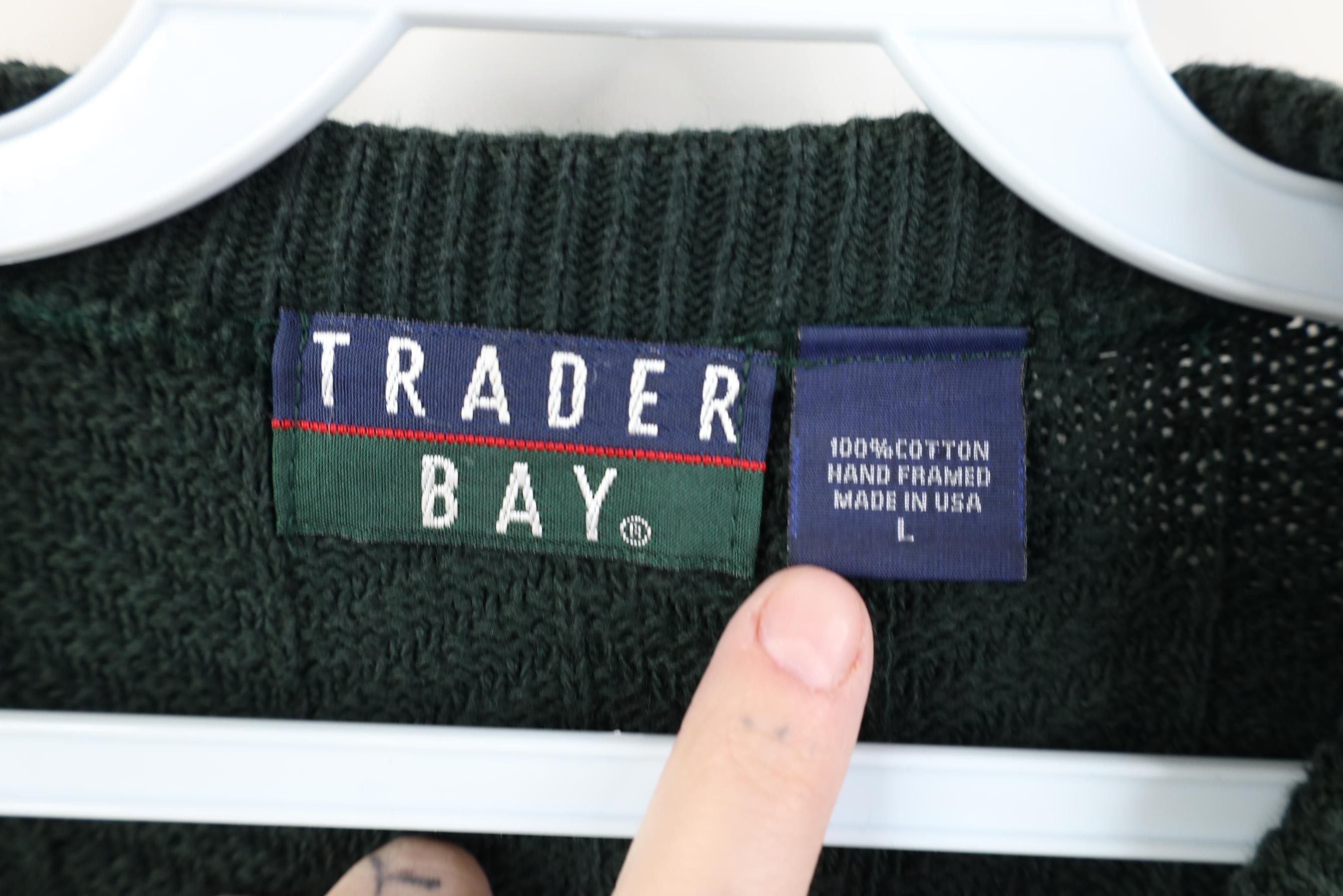 Vintage Vintage 90s Streetwear Cotton Knit Sweater Green USA Size US L / EU 52-54 / 3 - 5 Thumbnail