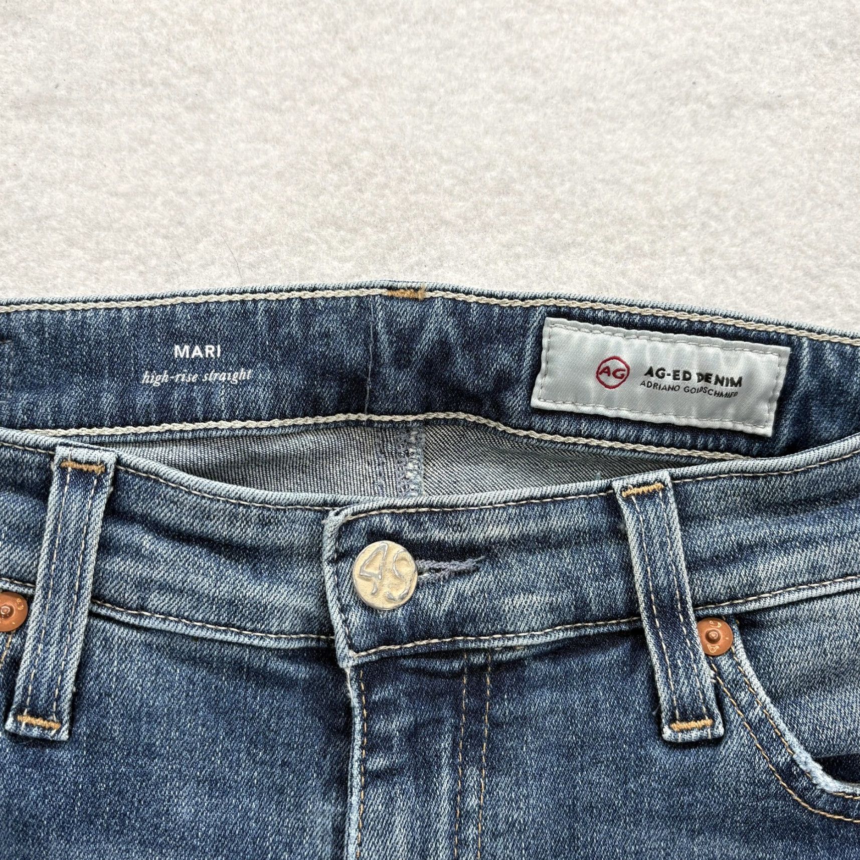 Vintage AG Adriano Goldschmied Mari High Rise Straight Jeans Womens 28 Blue Distressed Jeans Women Straight 28 Blue Distressed Size 28" / US 6 / IT 42 - 4 Thumbnail